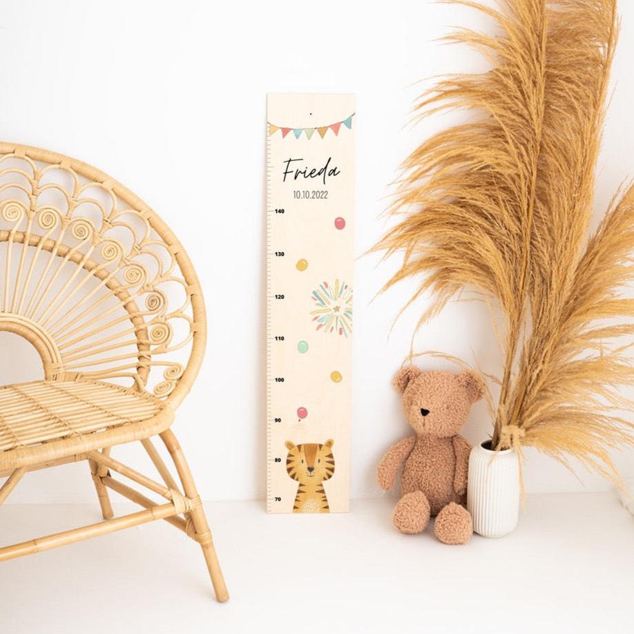 Kindermesslatte Holz personalisiert - Tier Girlande Aquarell - wunderwunsch