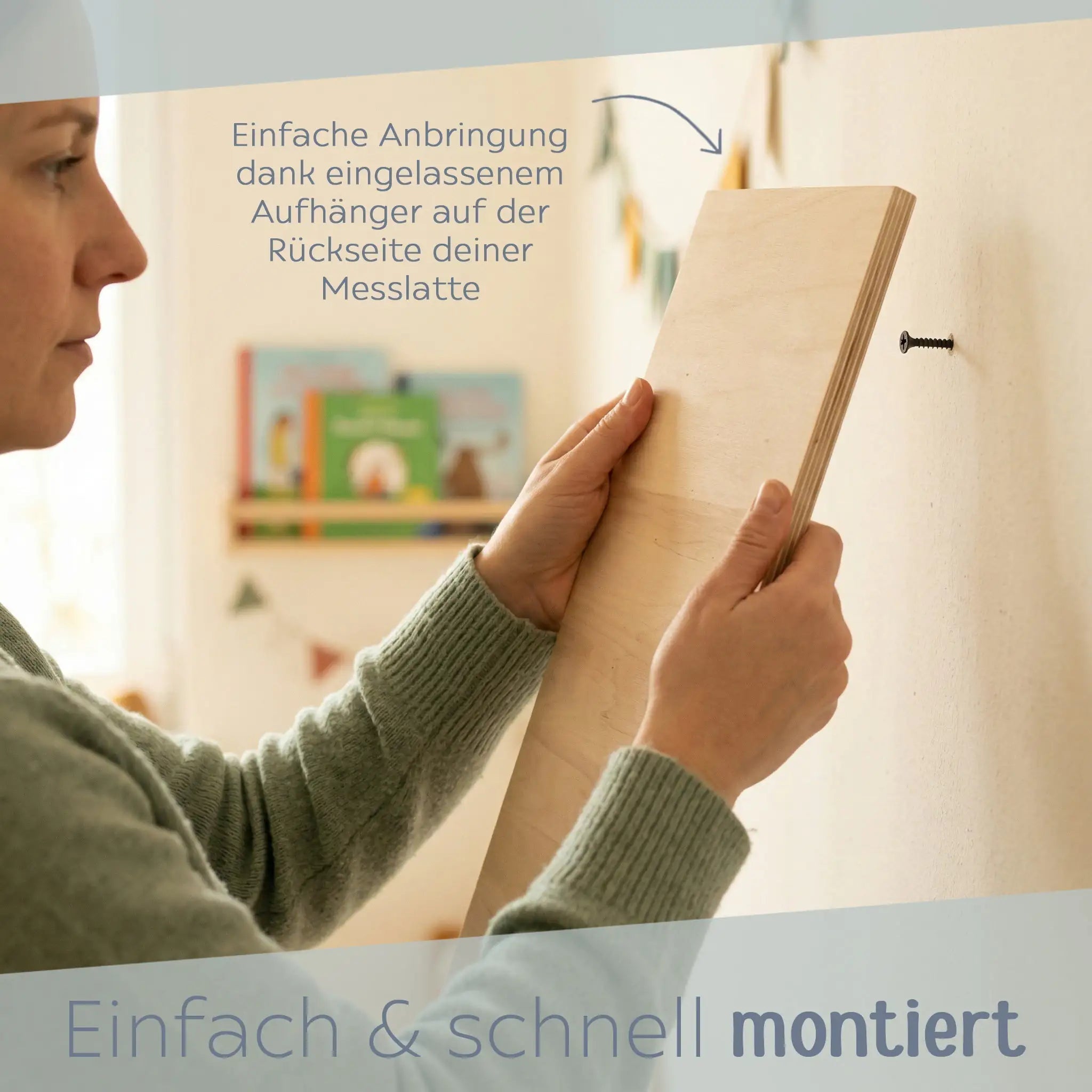 Kindermesslatte Holz personalisiert - Tier Wald Aquarell - wunderwunsch