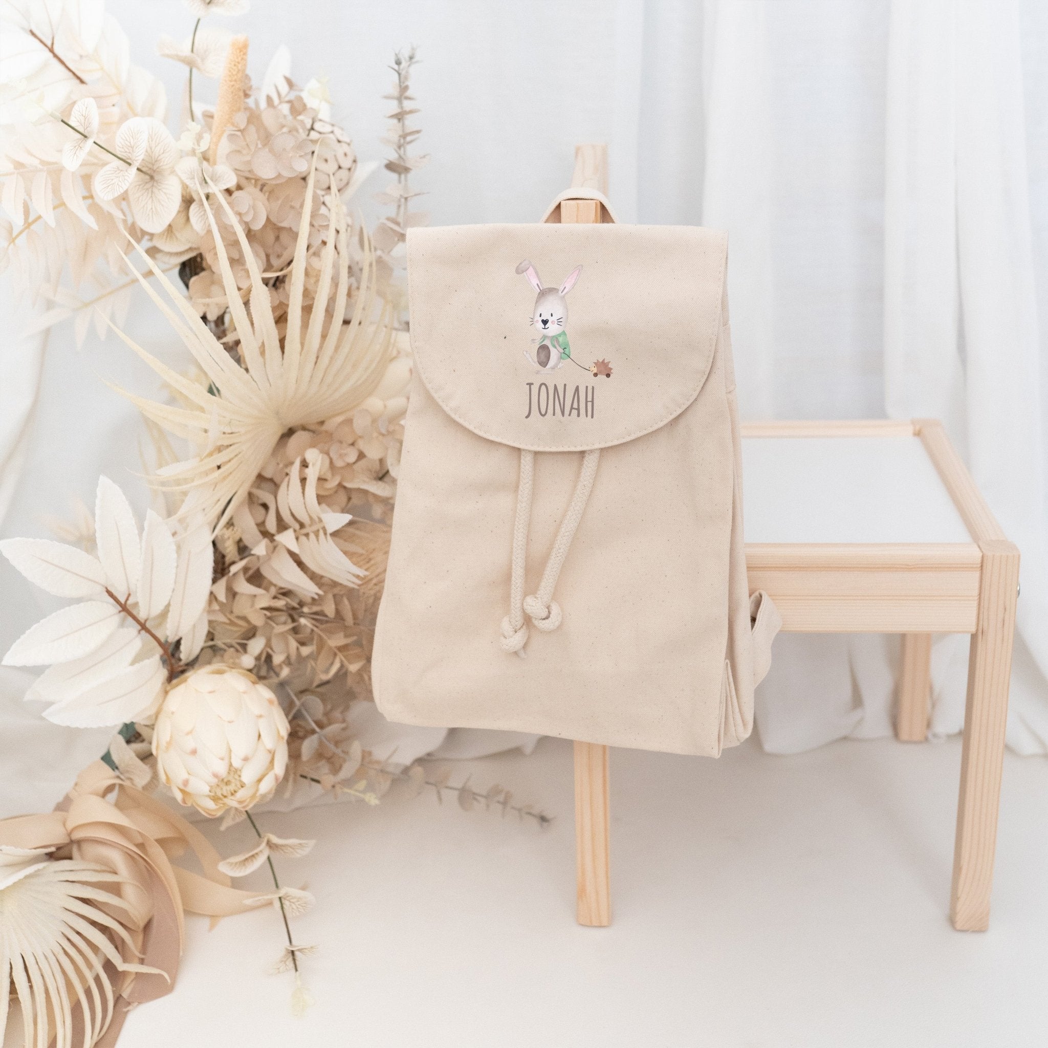 Kinderrucksack "Kitahase" aus GOTS - zertifizierter Bio - Baumwolle personalisiert - wunderwunsch