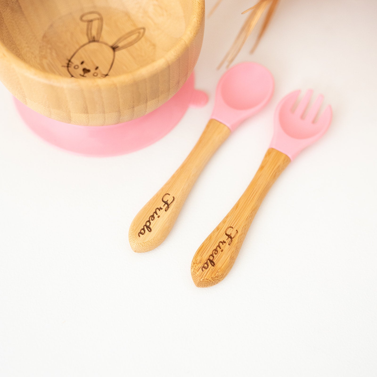 Kinderschüssel mit Saugnapf + Besteck - Tier Gravur - wunderwunsch