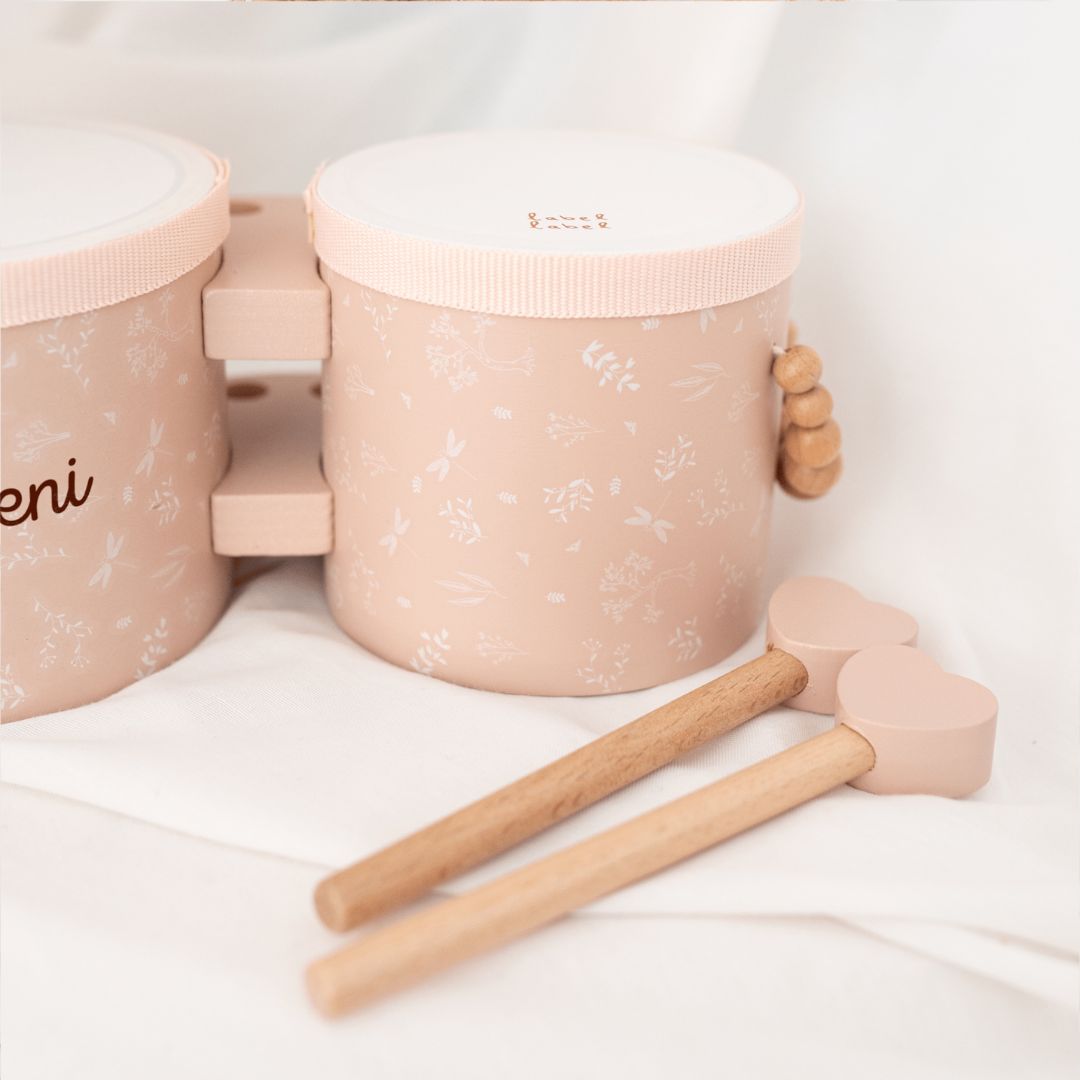 LABEL LABEL Bongo Trommeln personalisiert - rosa, blau oder nougat - wunderwunsch