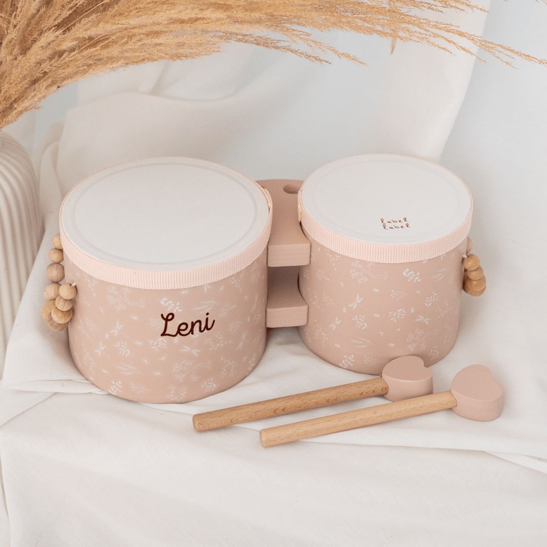LABEL LABEL Bongo Trommeln personalisiert - rosa, blau oder nougat - wunderwunsch
