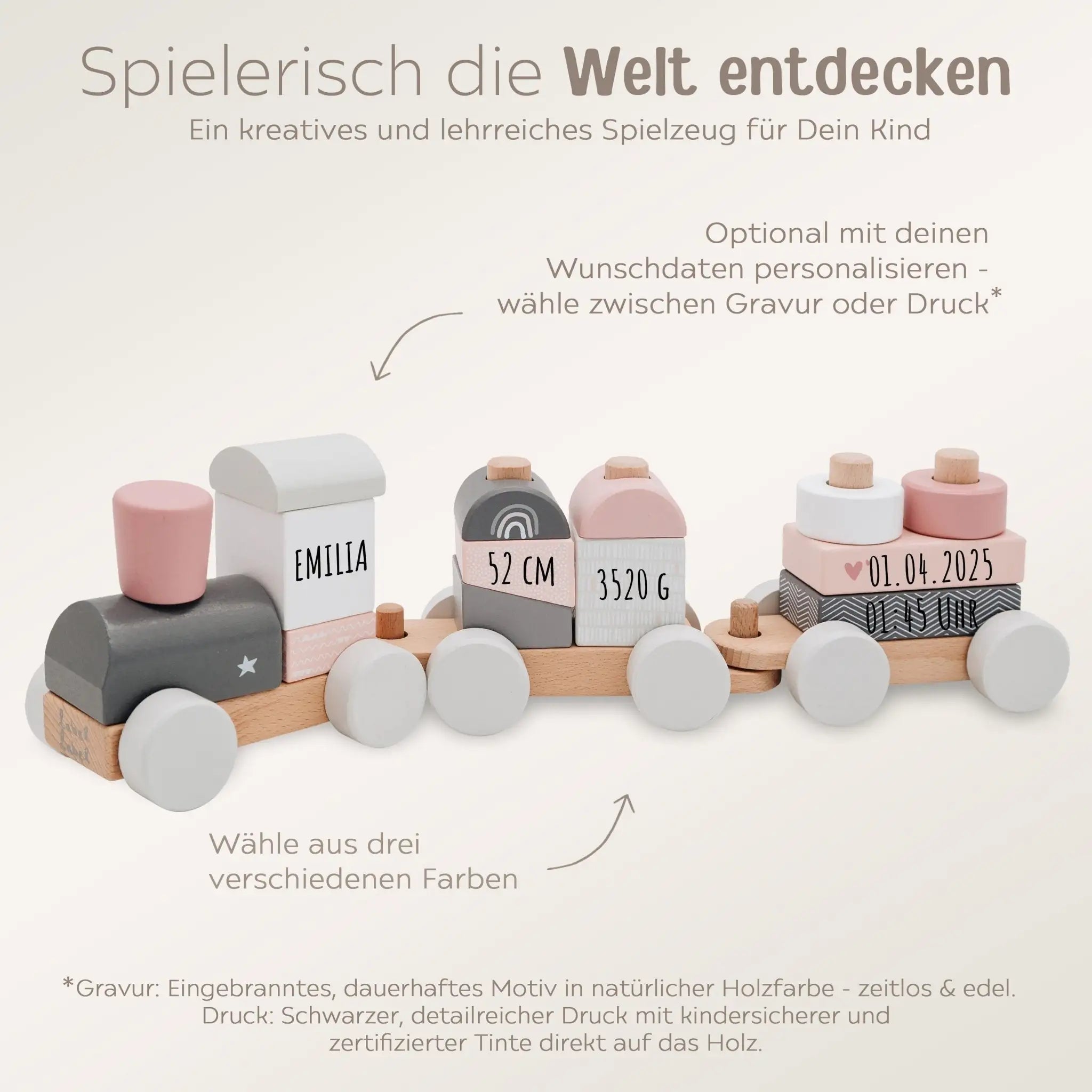 LABEL LABEL Holz Eisenbahn personalisiert - wunderwunsch
