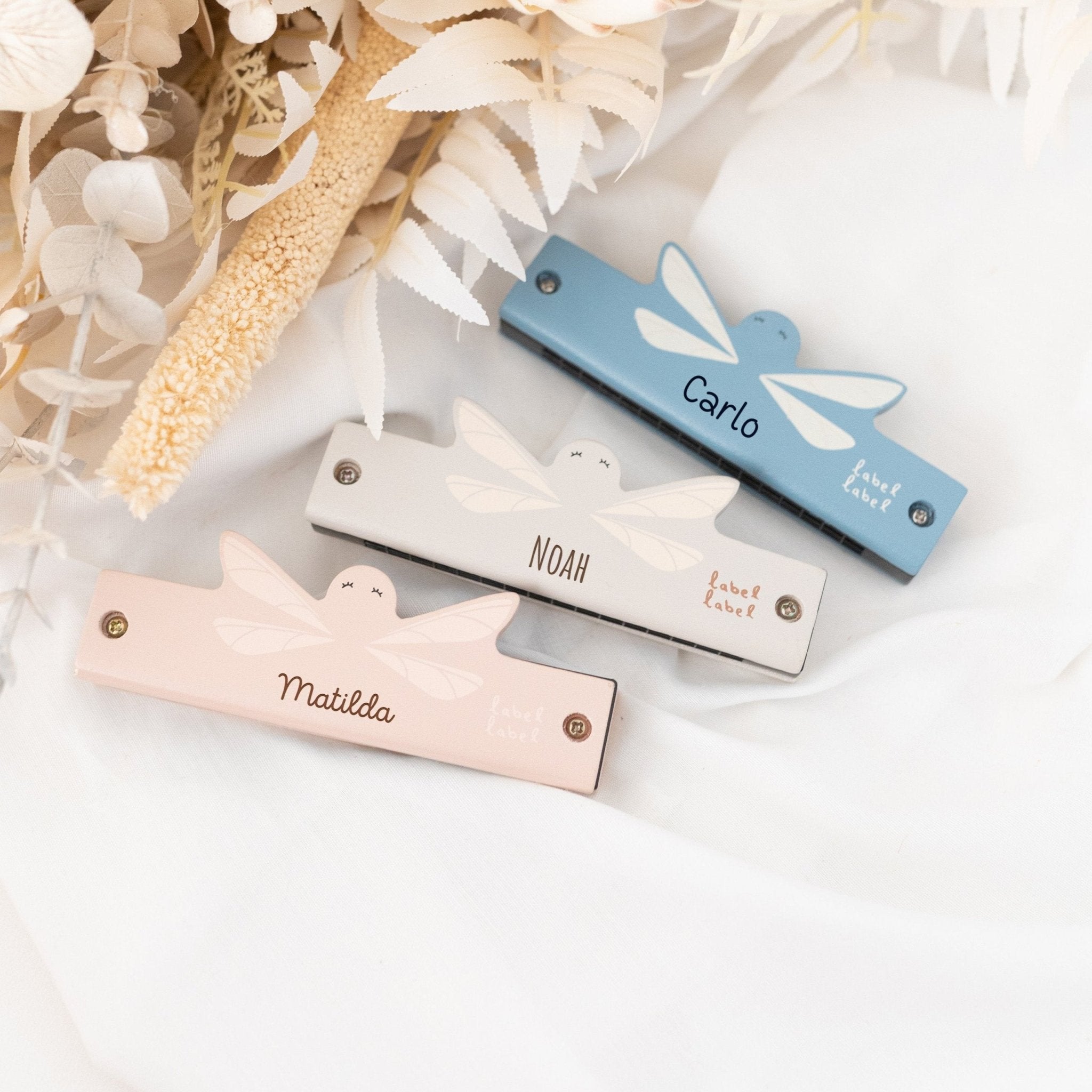 LABEL LABEL Mundharmonika personalisiert - rosa, blau oder nougat - wunderwunsch