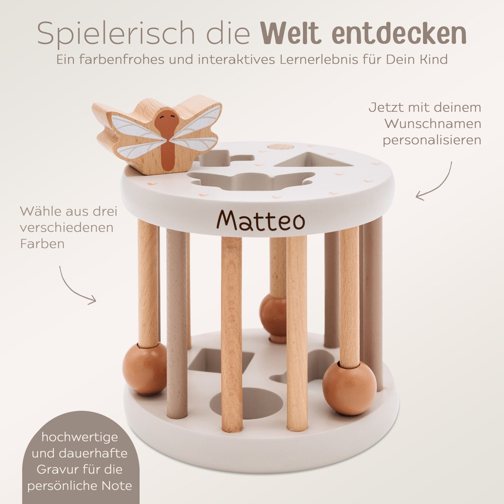 LABEL LABEL Sortierrad Formen personalisiert - rosa, blau oder nougat - wunderwunsch