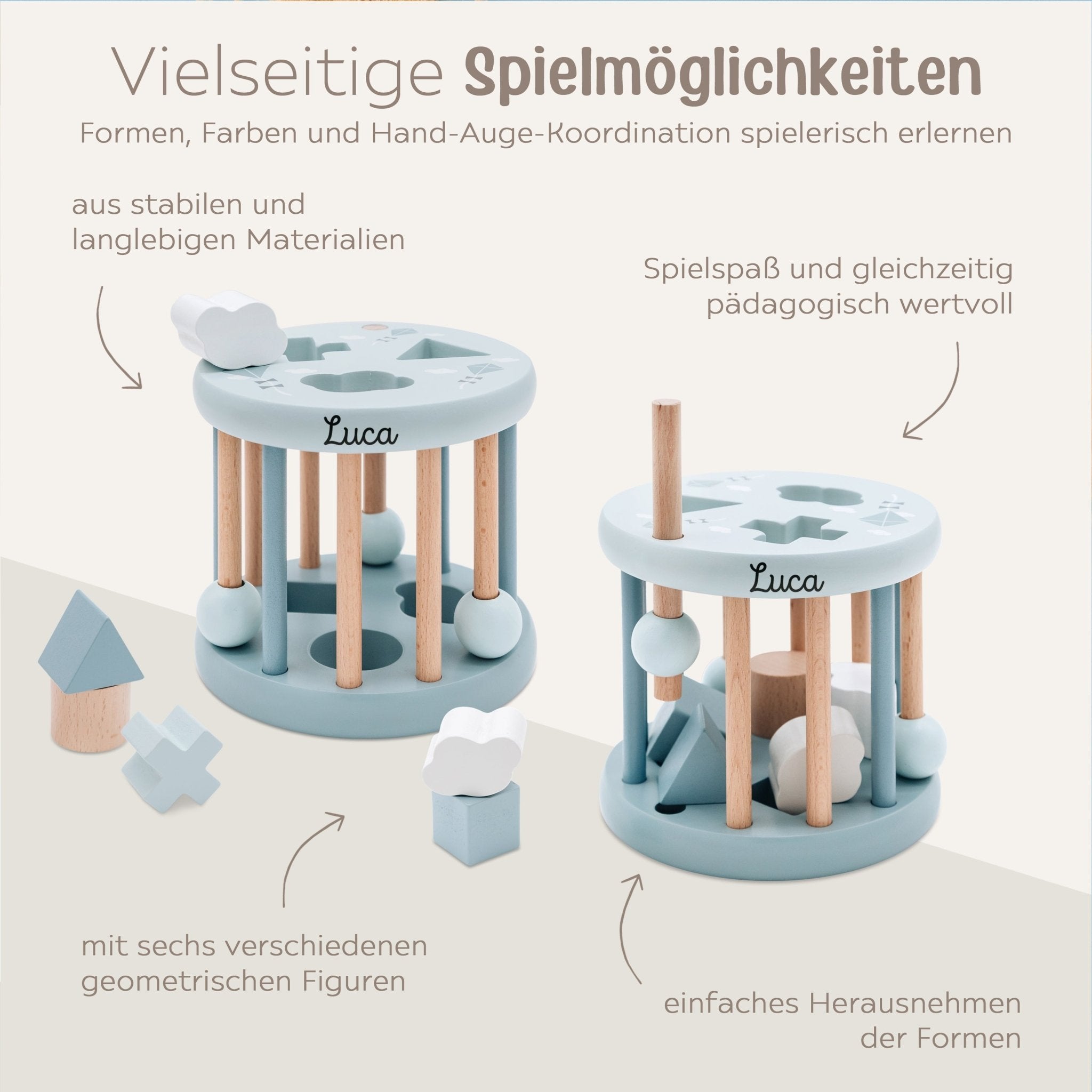 LABEL LABEL Sortierrad Formen personalisiert - rosa, blau oder nougat - wunderwunsch