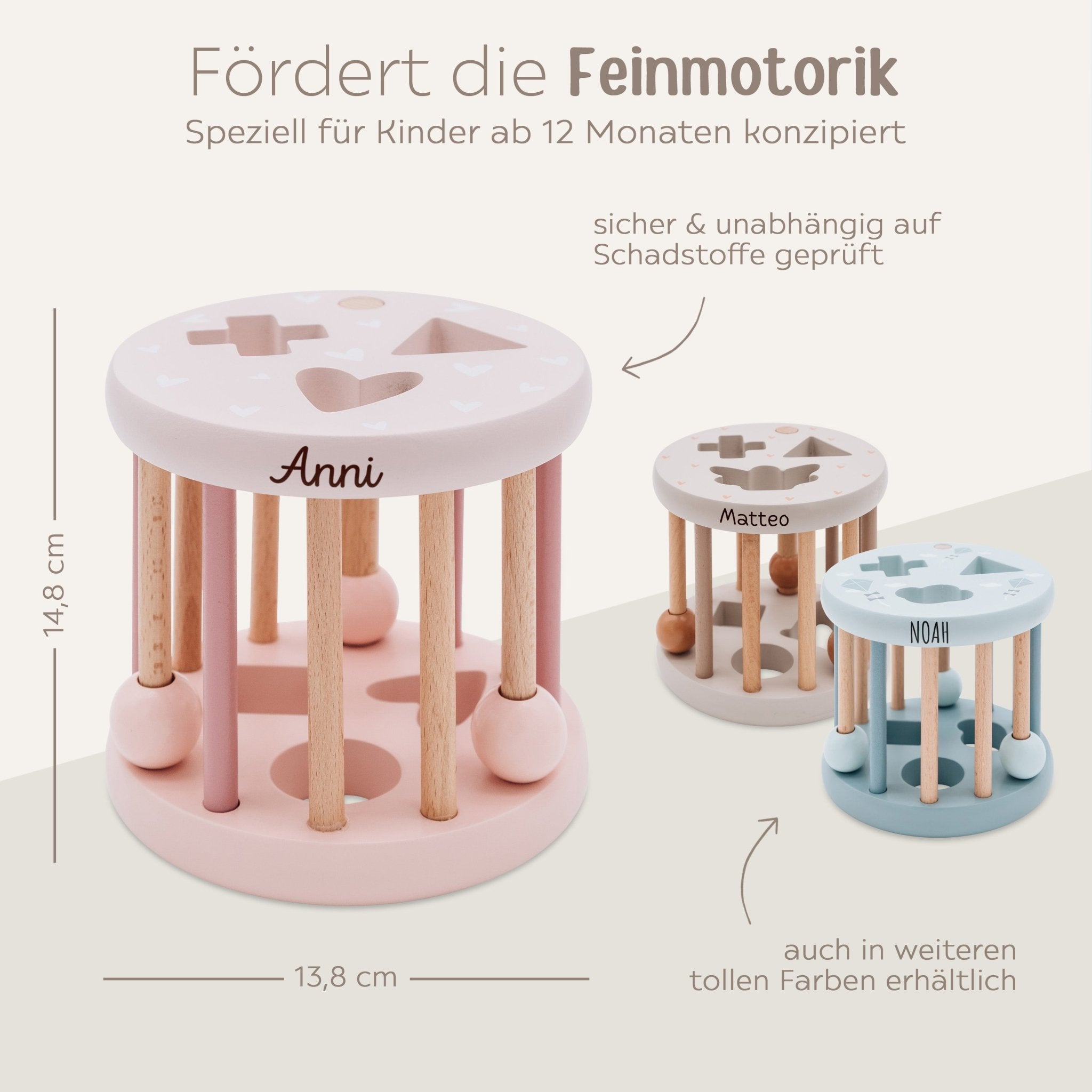 LABEL LABEL Sortierrad Formen personalisiert - rosa, blau oder nougat - wunderwunsch