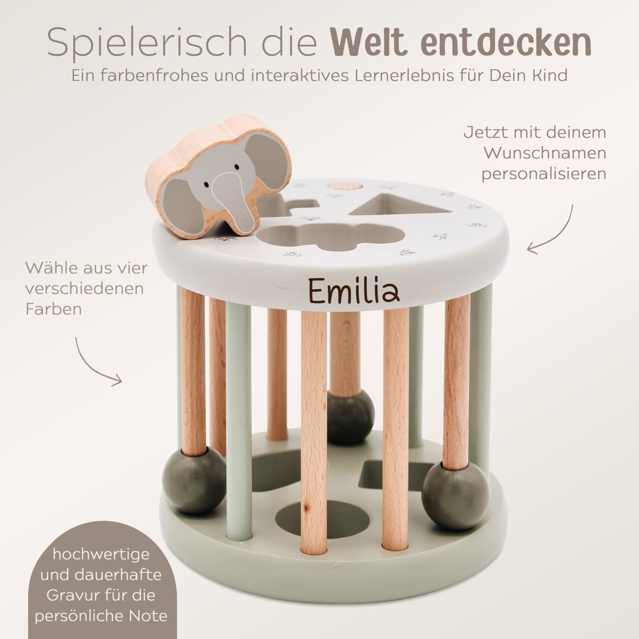 LABEL LABEL Sortierrad Formen personalisiert - rosa, blau oder nougat - wunderwunsch