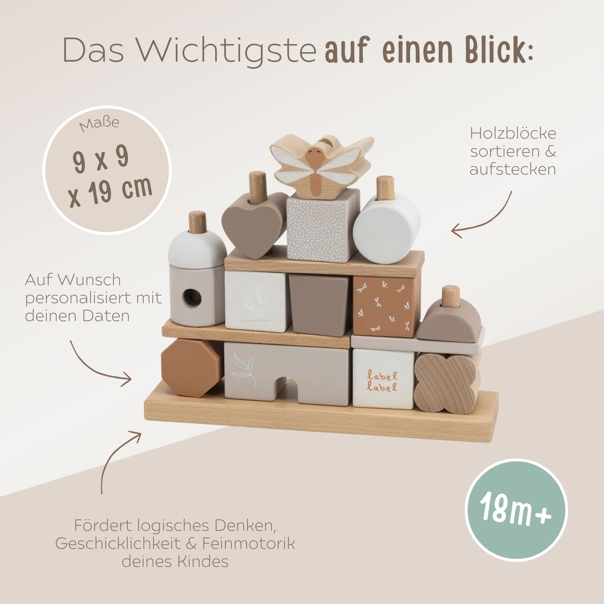 LABEL LABEL Stapelhaus Holz personalisiert - beige - wunderwunsch