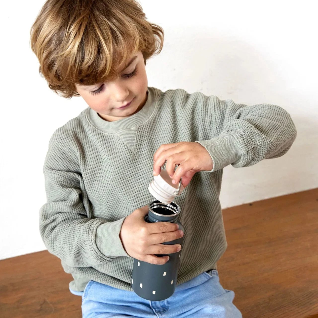 LÄSSIG Edelstahl Kinder Trinkflasche personalisiert - Punkte - wunderwunsch