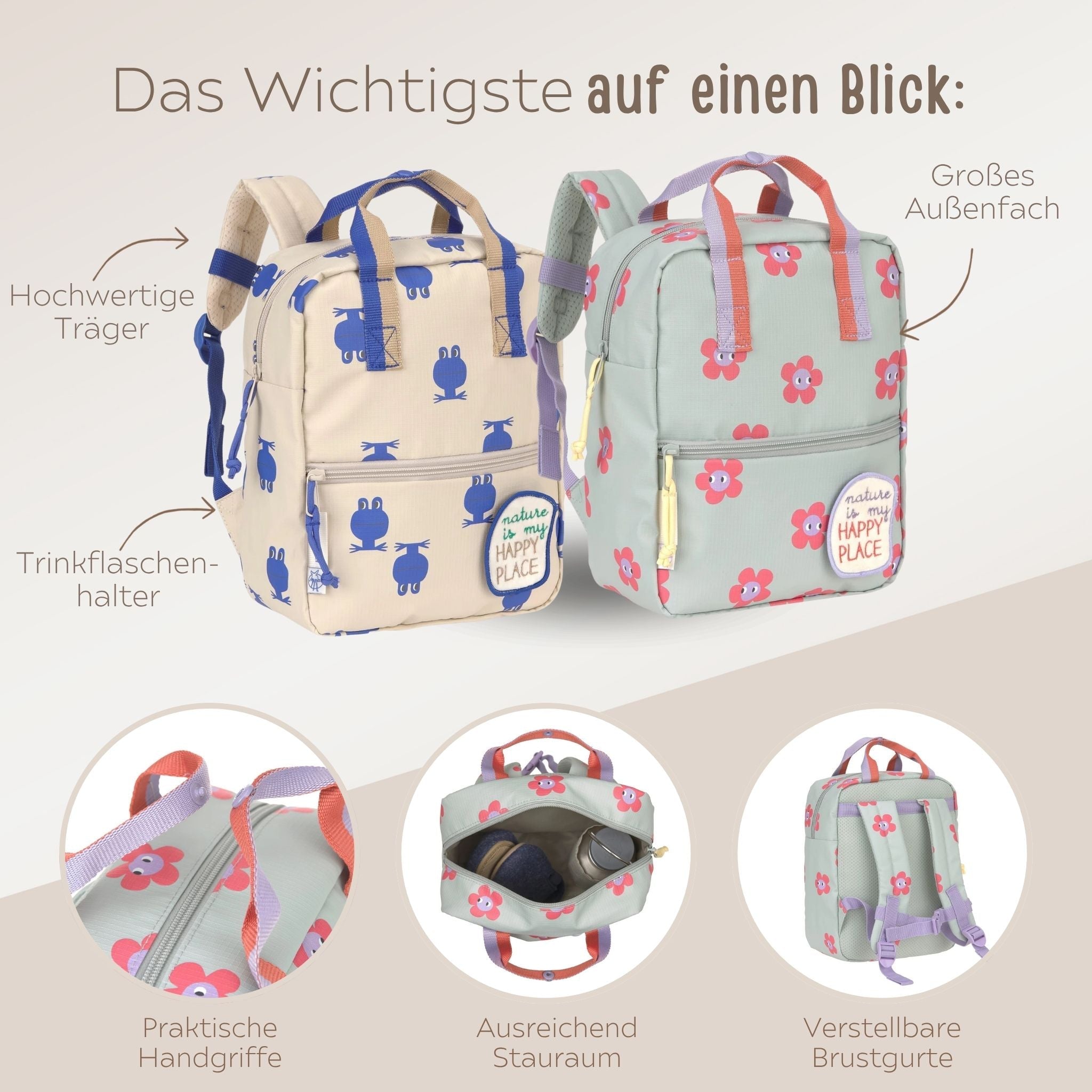 LÄSSIG Kindergartenrucksack eckig personalisiert - Happy Trails - wunderwunsch