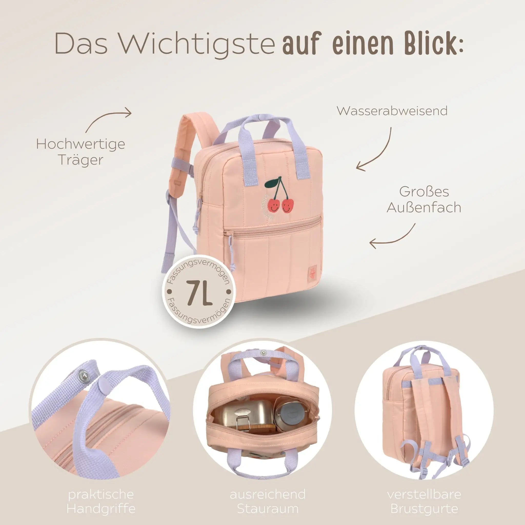 LÄSSIG Rucksack - Kirsche & Smile - wunderwunsch