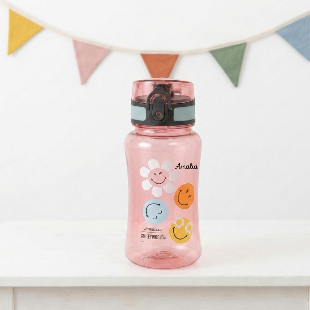 LÄSSIG Smiley Trinkflasche Tritan 420ml personalisierbar - wunderwunsch