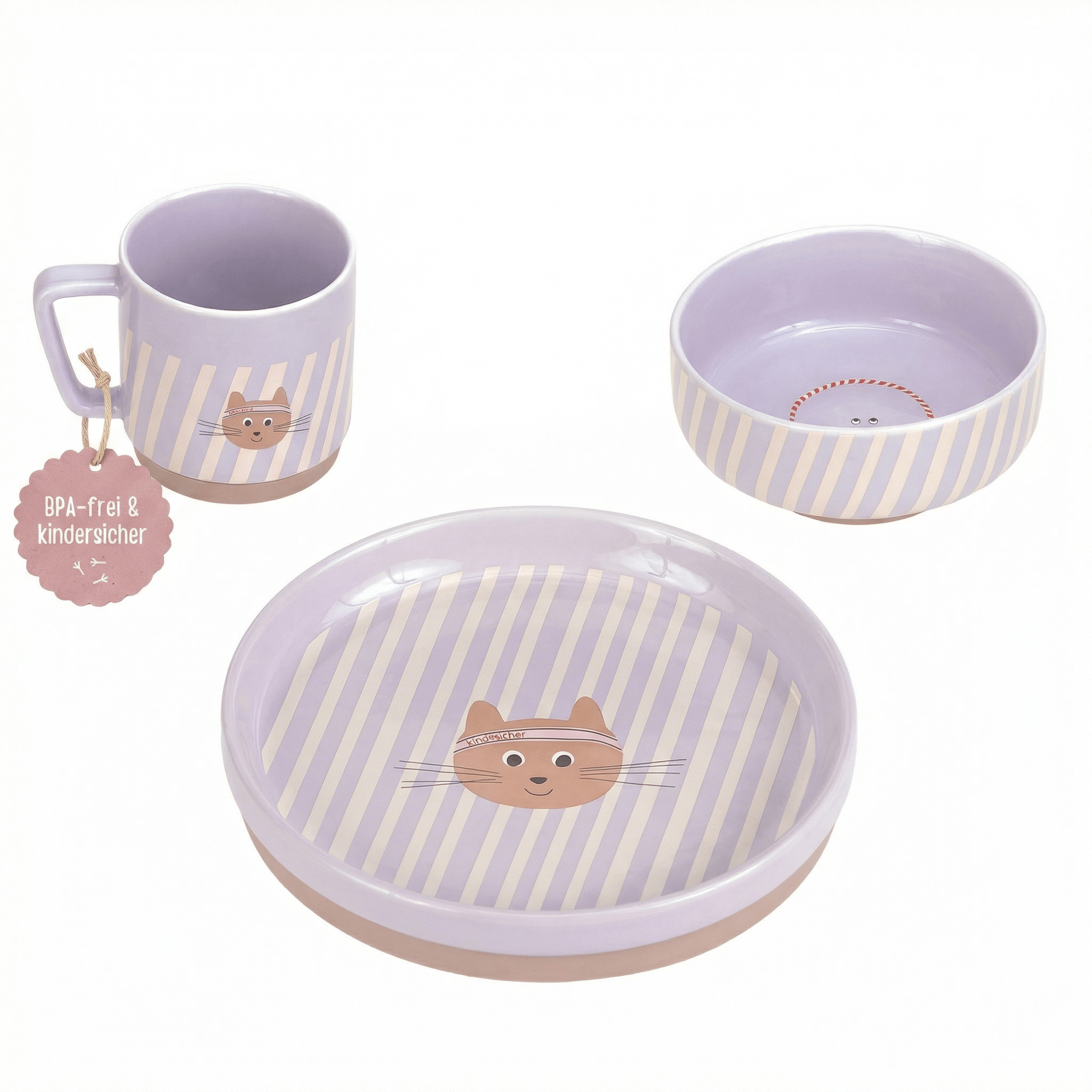 LÄSSIG Geschirr - Set Porzellan "Katze" - wunderwunsch