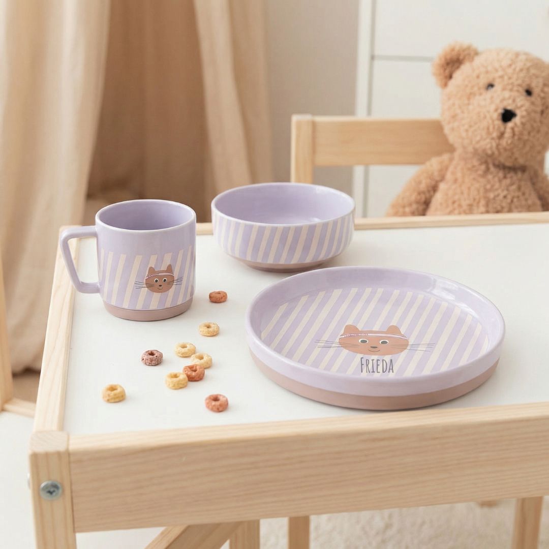 LÄSSIG Geschirr - Set Porzellan "Katze" - wunderwunsch