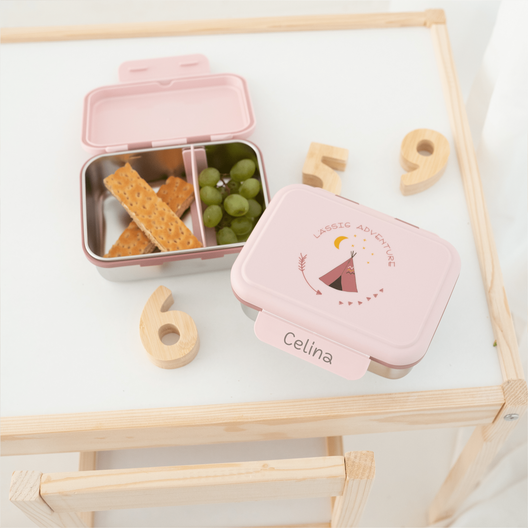LÄSSIG Kinder Brotdose Edelstahl "Adventure" personalisierbar - wunderwunsch