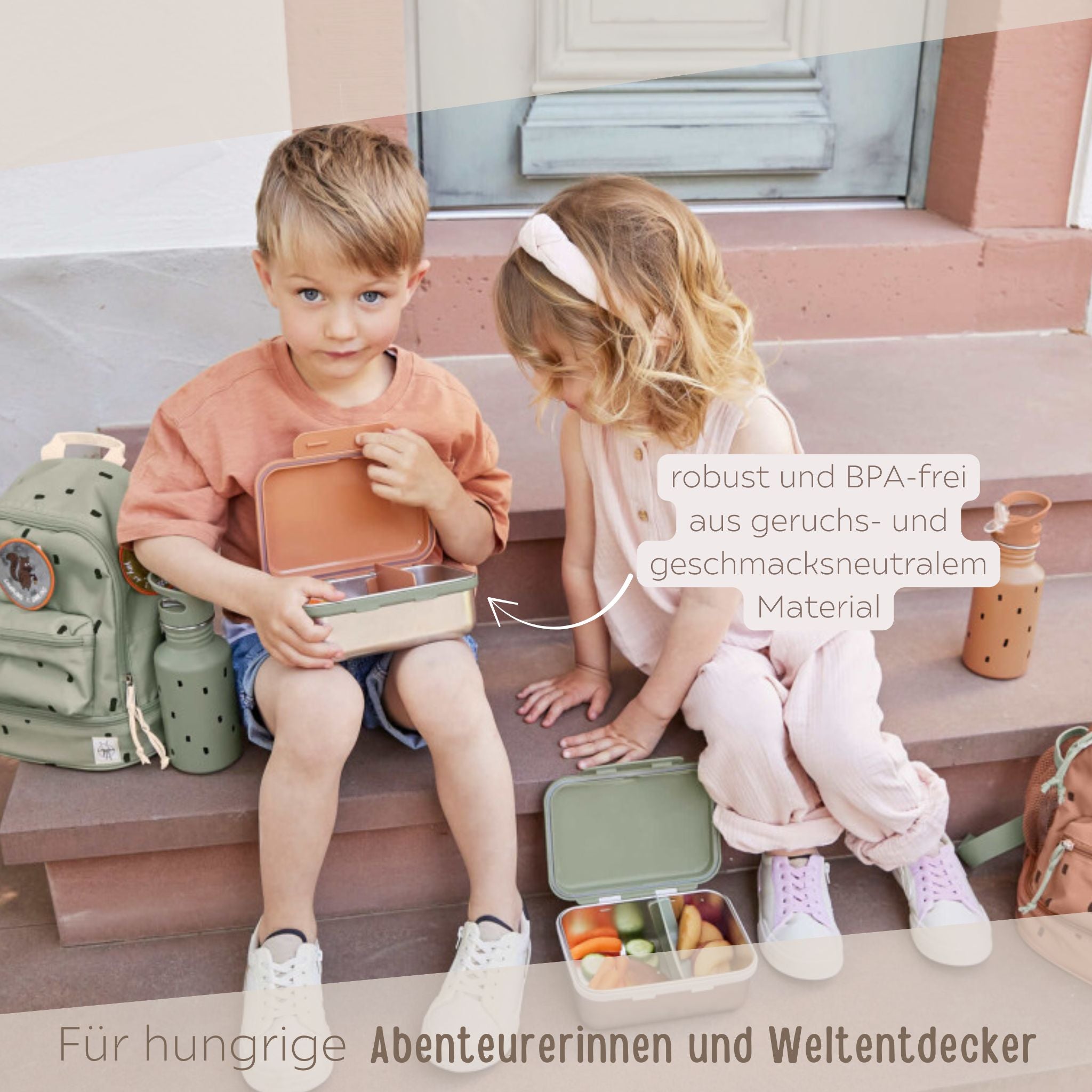 LÄSSIG Kinder Brotdose Edelstahl "Punkte" personalisierbar - wunderwunsch