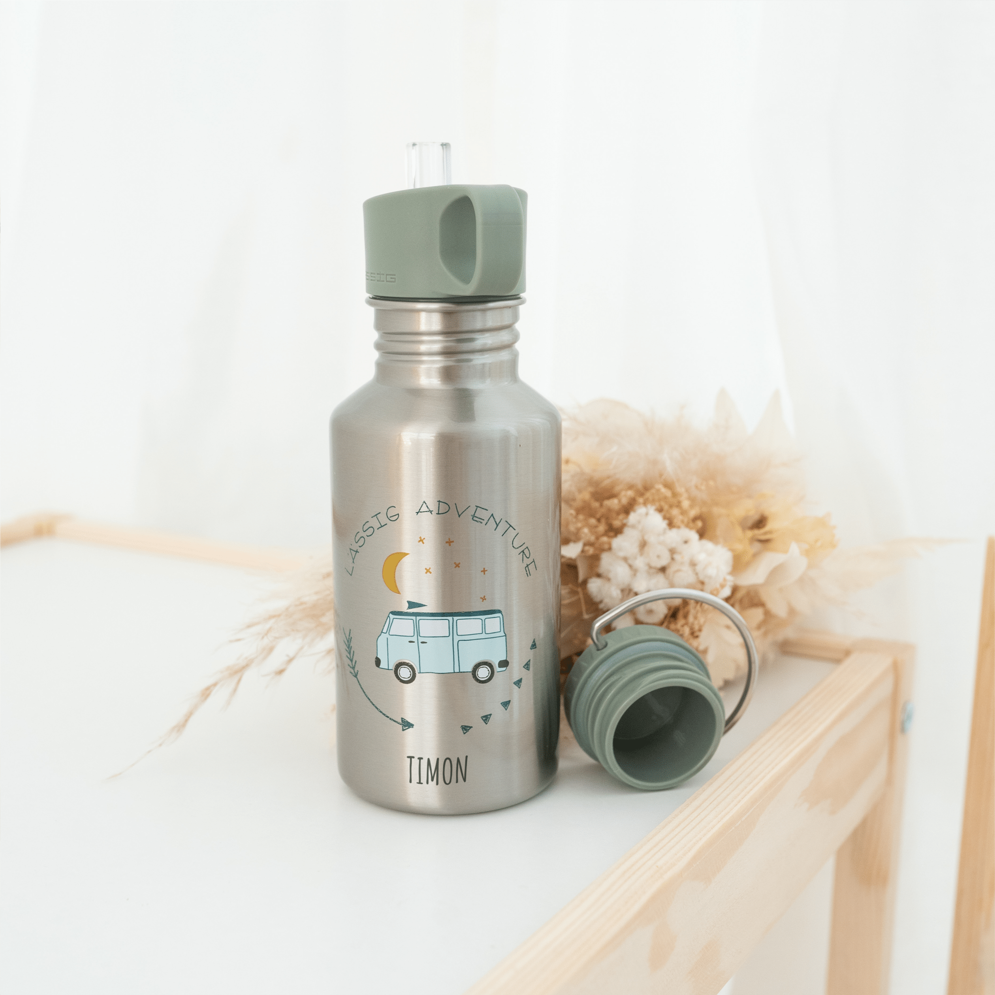 LÄSSIG Kinder Trinkflasche Edelstahl "Adventure" personalisierbar - wunderwunsch