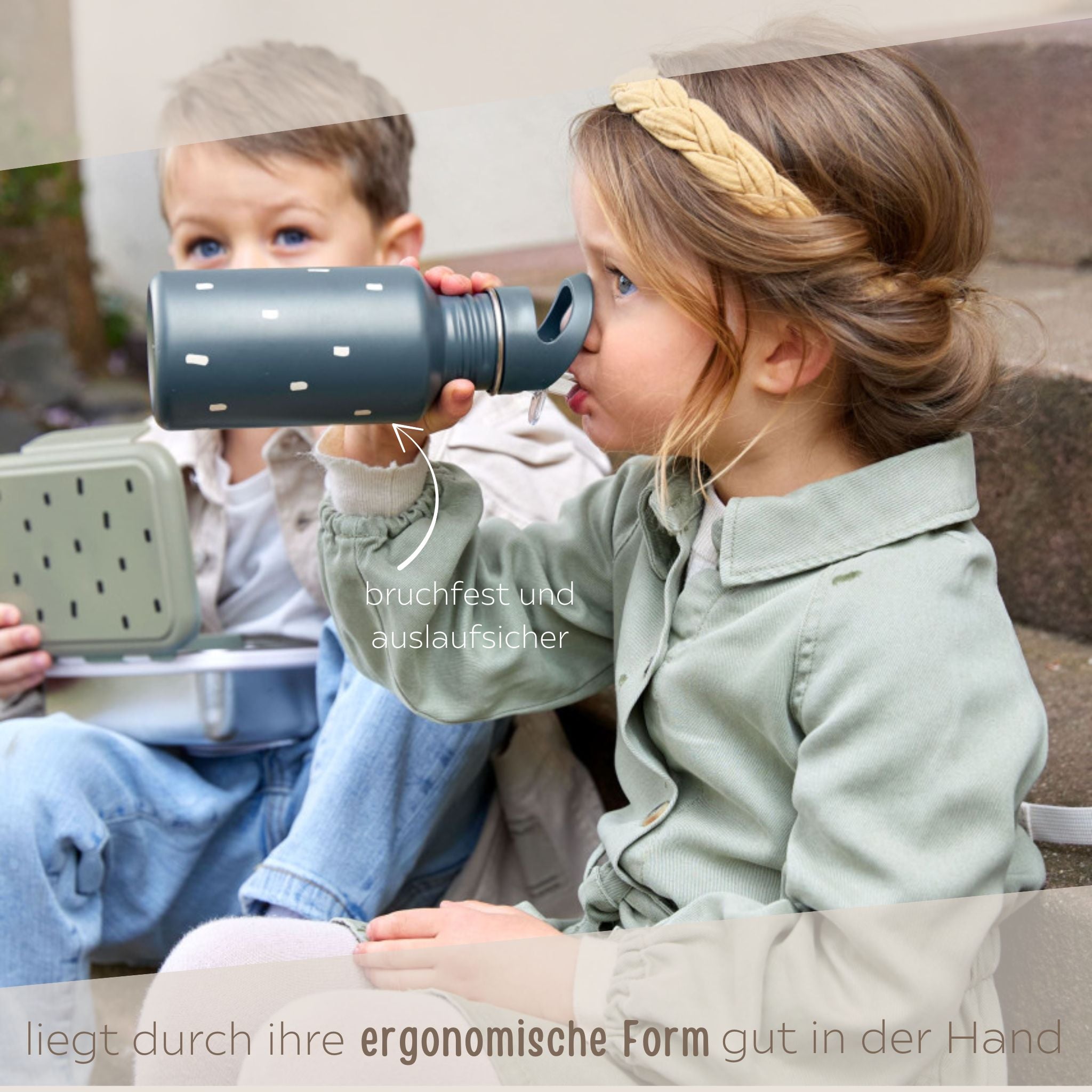 LÄSSIG Kinder Trinkflasche Edelstahl "Punkte" personalisierbar - wunderwunsch