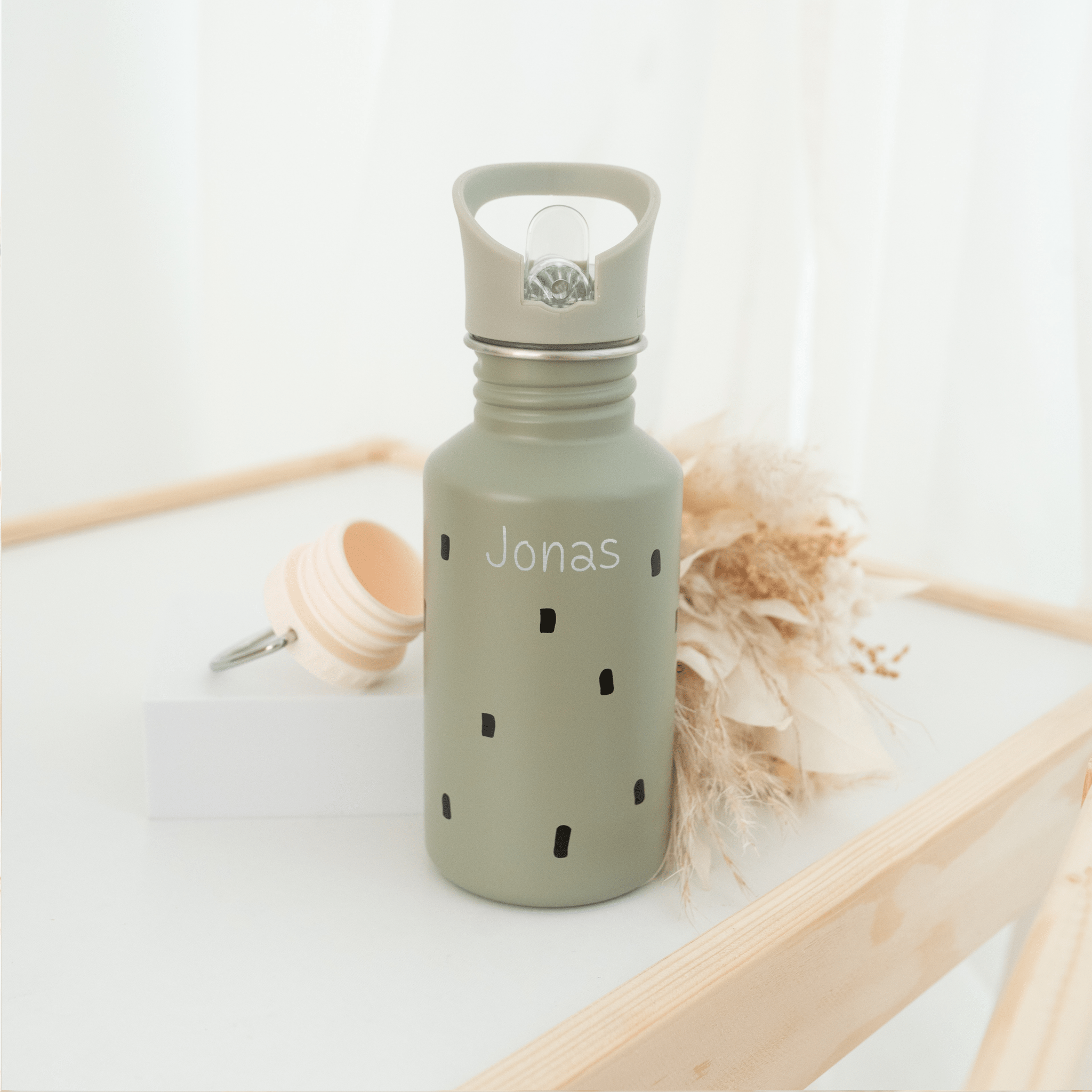LÄSSIG Kinder Trinkflasche Edelstahl "Punkte" personalisierbar - wunderwunsch