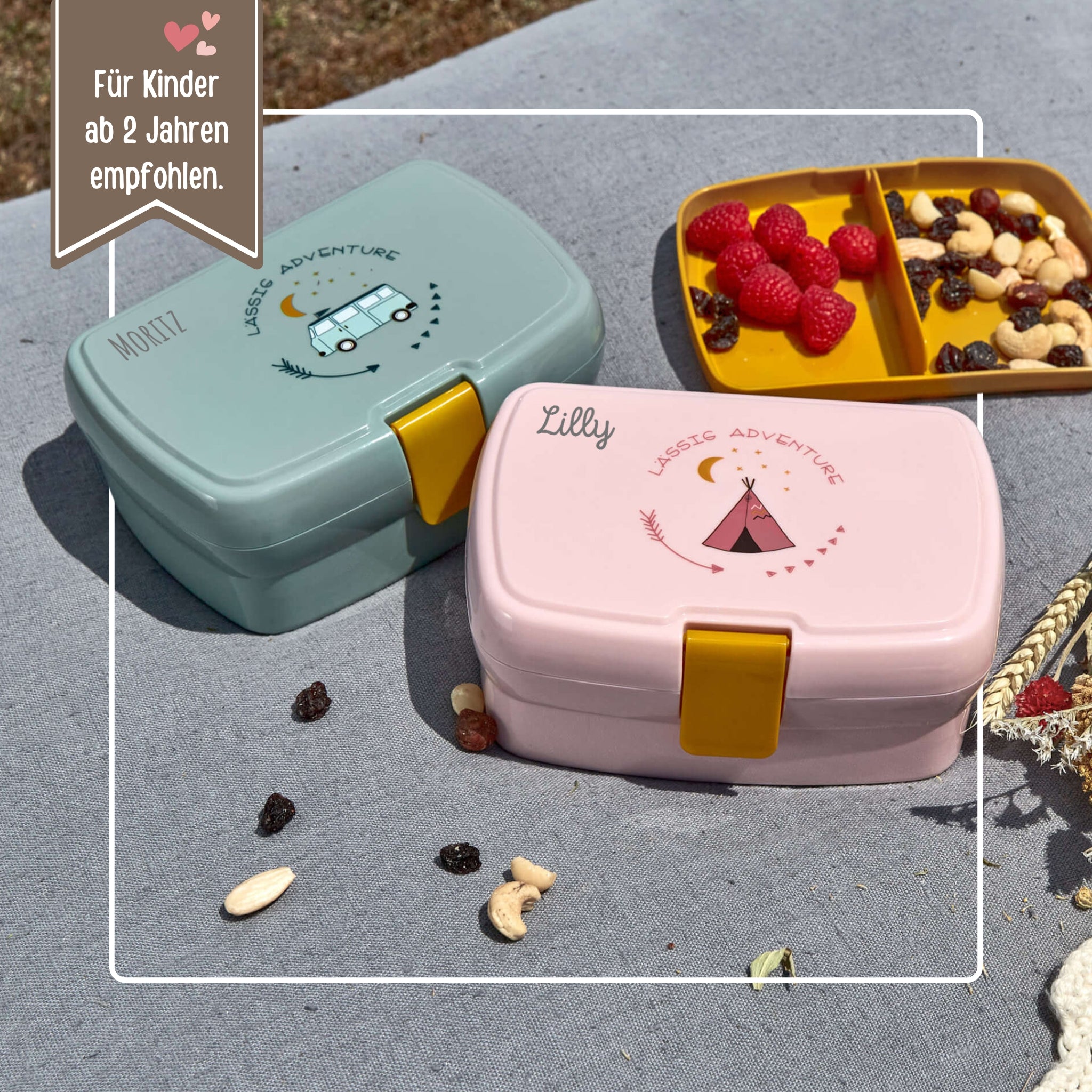 LÄSSIG Lunchbox Adventure - Tipi, Bus oder Tiere - wunderwunsch