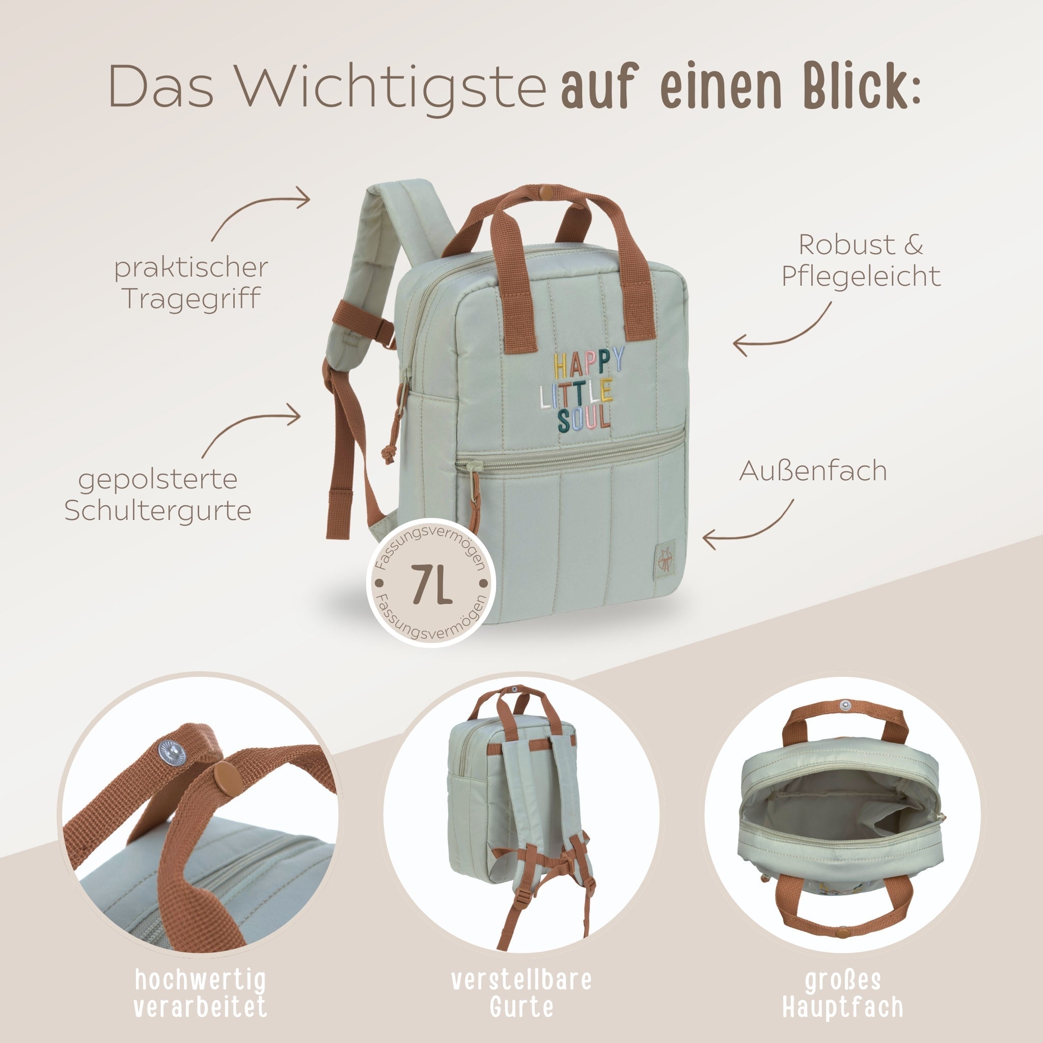 LÄSSIG Rucksack personalisiert "Happy little soul" - wunderwunsch