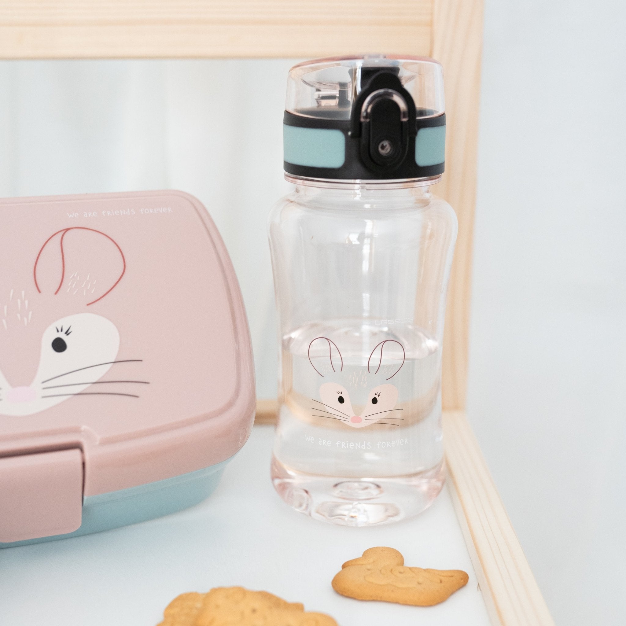 LÄSSIG Set Trinkflasche & Lunchbox - Maus - wunderwunsch
