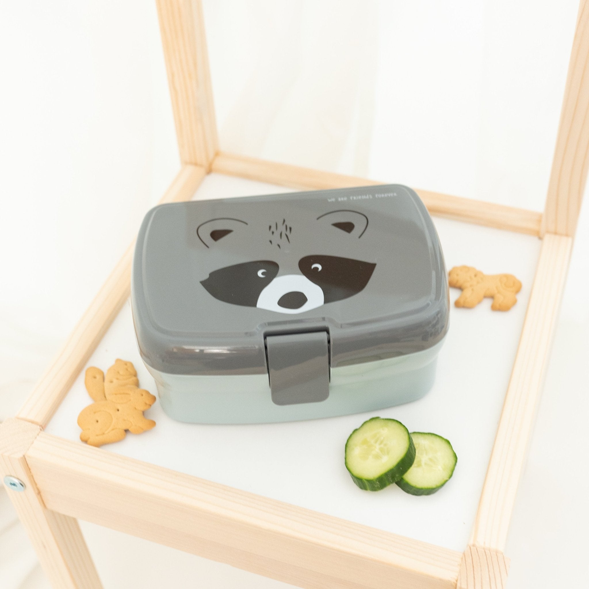 LÄSSIG Set Trinkflasche & Lunchbox - Waschbär - wunderwunsch