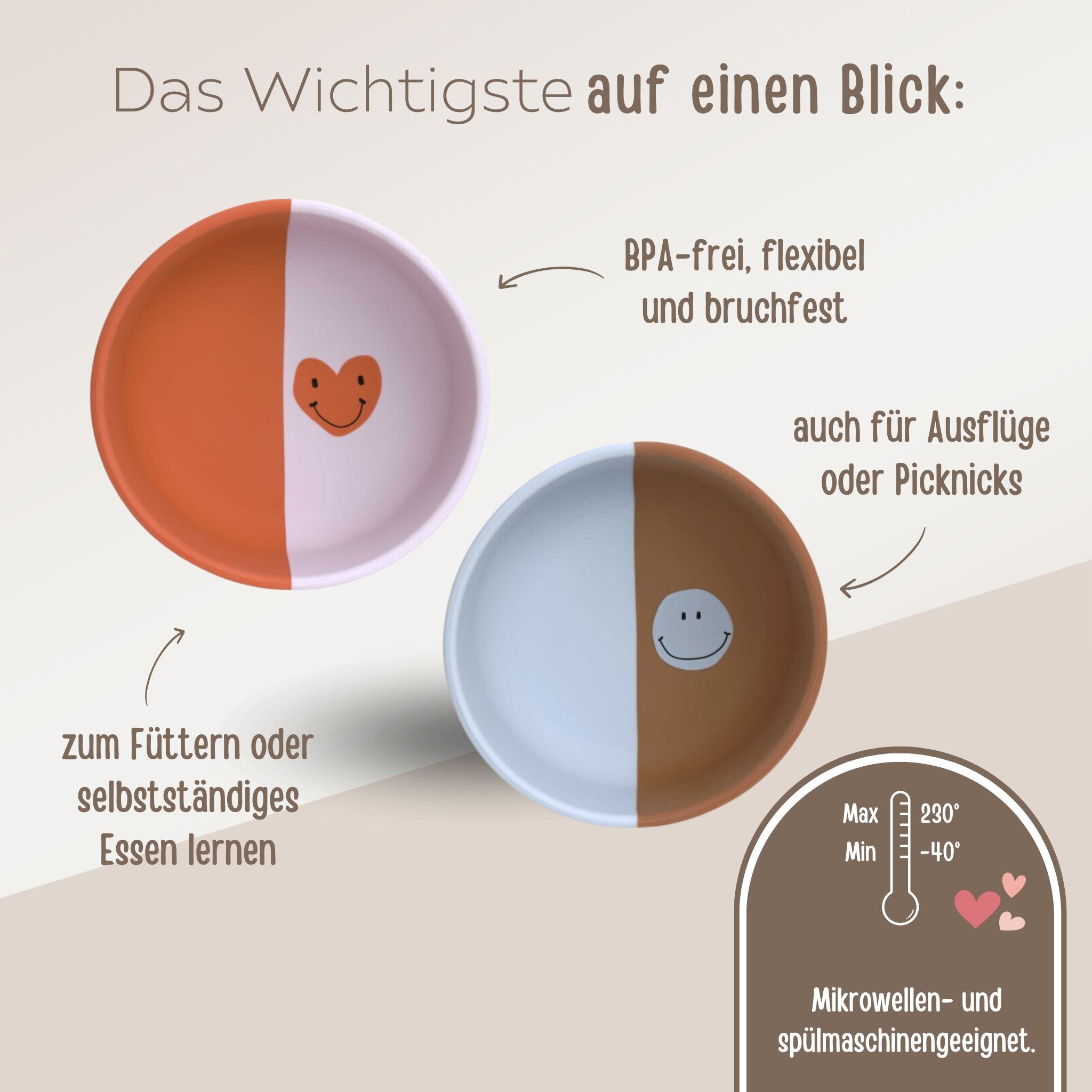 LÄSSIG Silikon Schüssel "Herz" oder "Smiley" - wunderwunsch