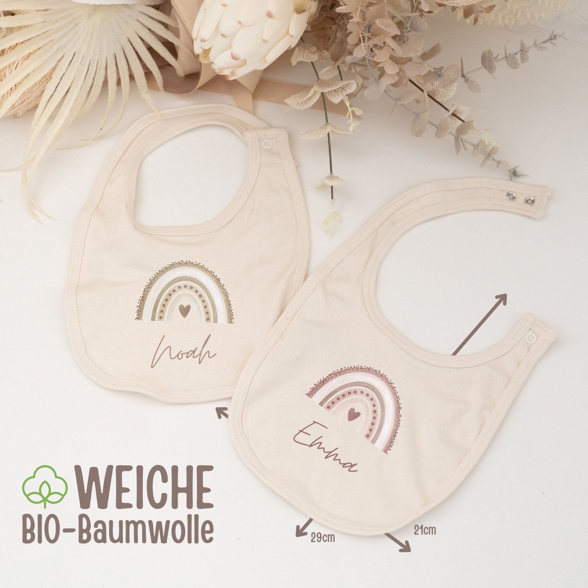 Lätzchen aus Baumwolle "Regenbogen" personalisiert - wunderwunsch