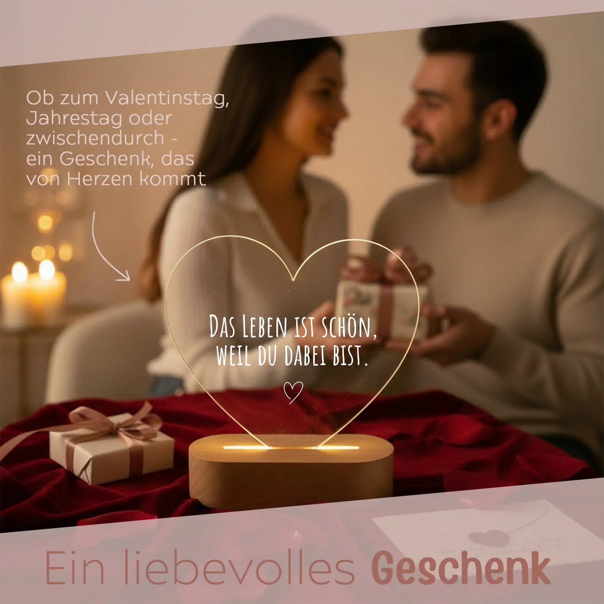 LED Nachtlicht Herz - Das Leben ist schön - wunderwunsch