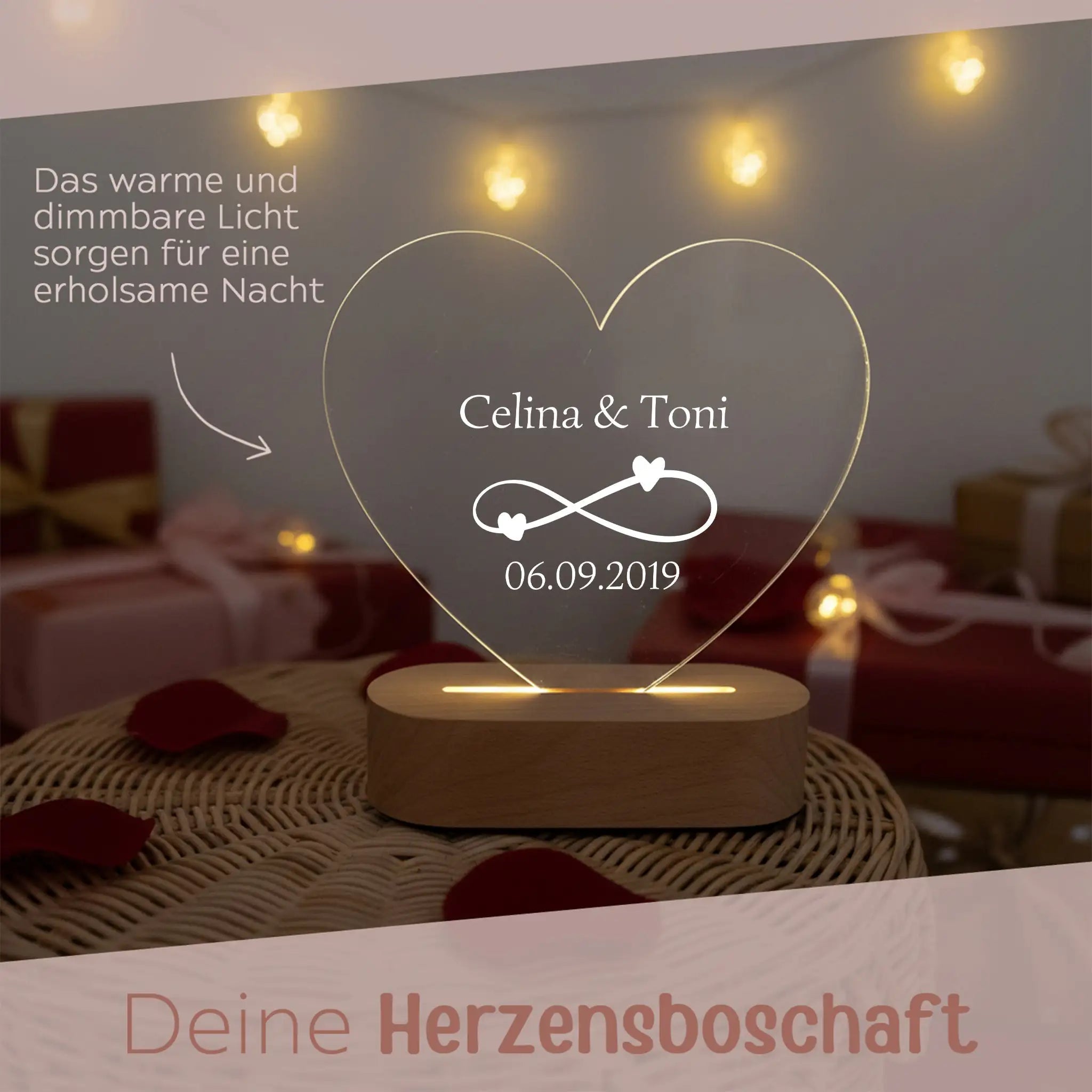 LED Nachtlicht Herz - Unendlich - wunderwunsch