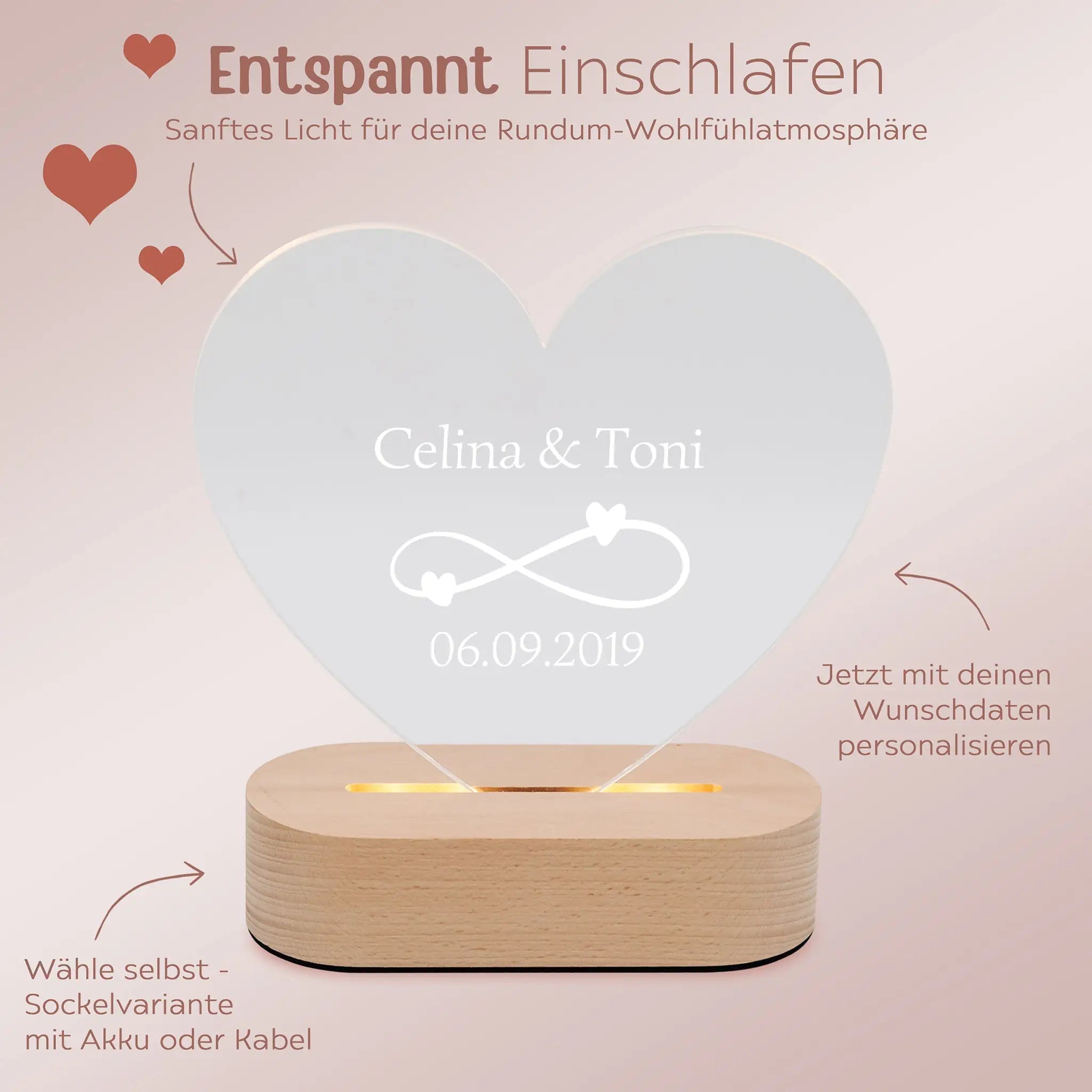 LED Nachtlicht Herz - Unendlich - wunderwunsch