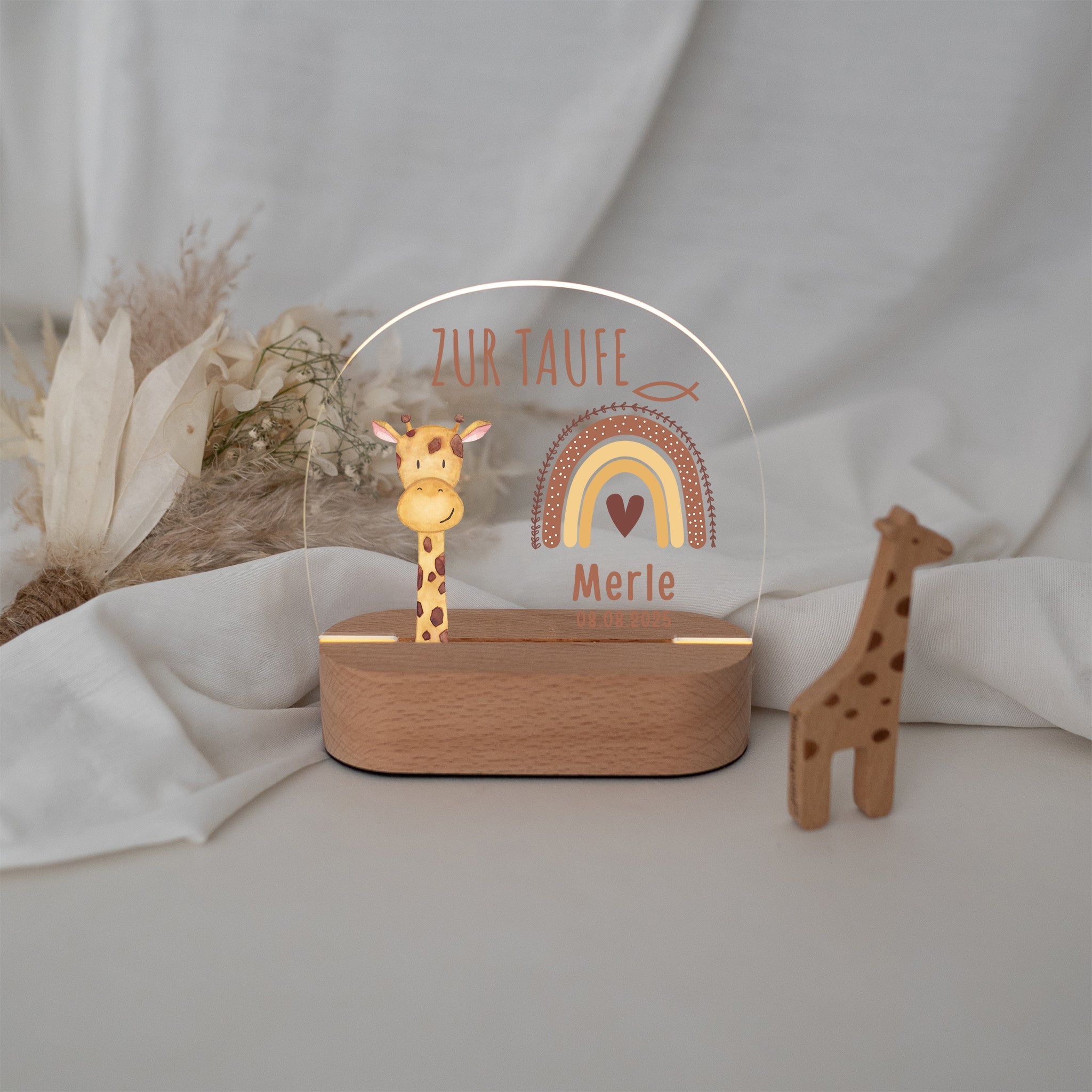 LED Nachtlicht Kinder personalisiert - Taufe Tier Aquarell - wunderwunsch