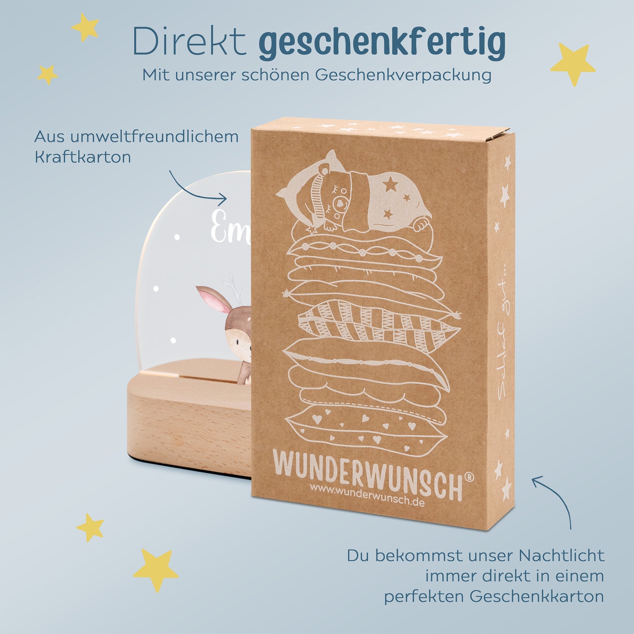 LED Nachtlicht Kinder personalisiert - Tier Aquarell - wunderwunsch