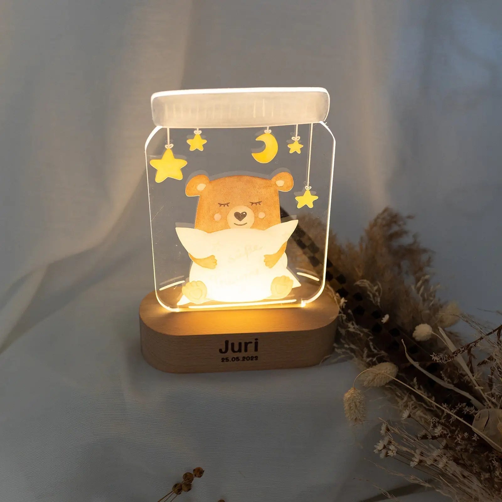 LED Nachtlicht Kinder personalisiert - Tier Aquarell - wunderwunsch