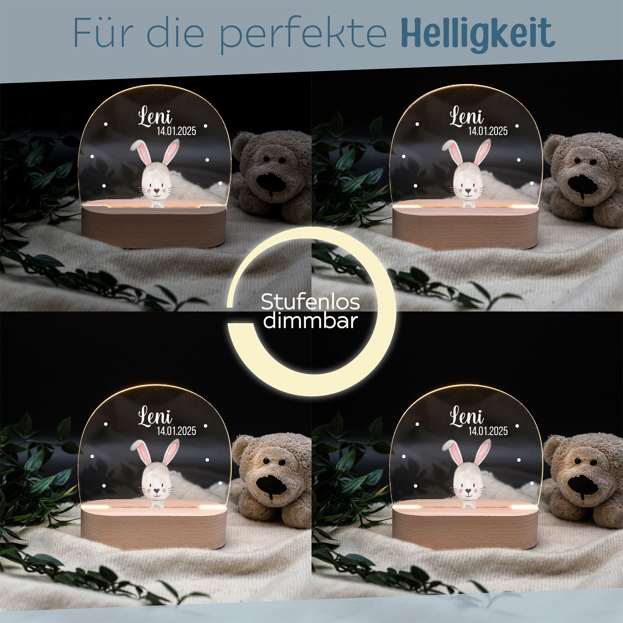 LED Nachtlicht Kinder personalisiert - Tier Aquarell - wunderwunsch