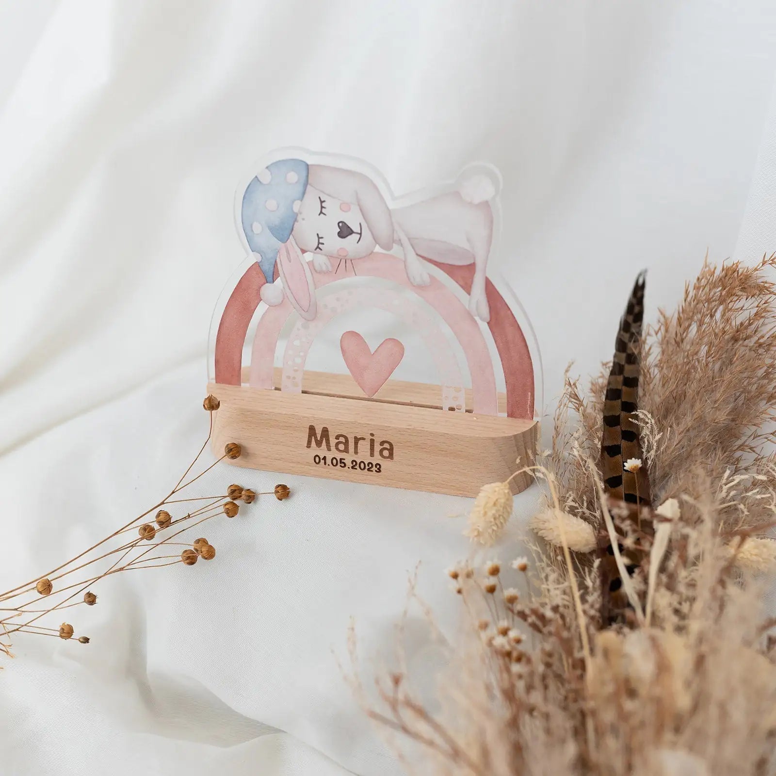 LED Nachtlicht Kinder personalisiert - Tier Aquarell - wunderwunsch