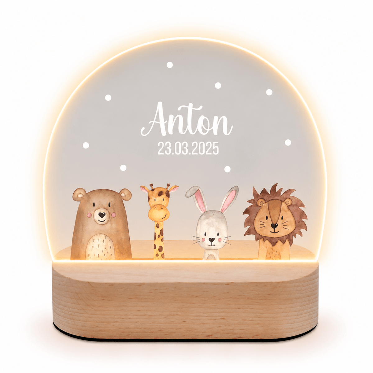 LED Nachtlicht Kinder personalisiert - Tiere unten Aquarell - wunderwunsch