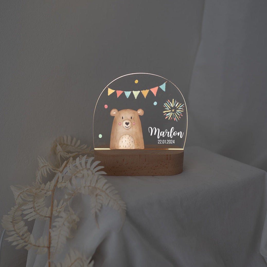 LED Nachtlicht Kinder personalisiert - Traumhafte Tierfreunde Aquarell - wunderwunsch