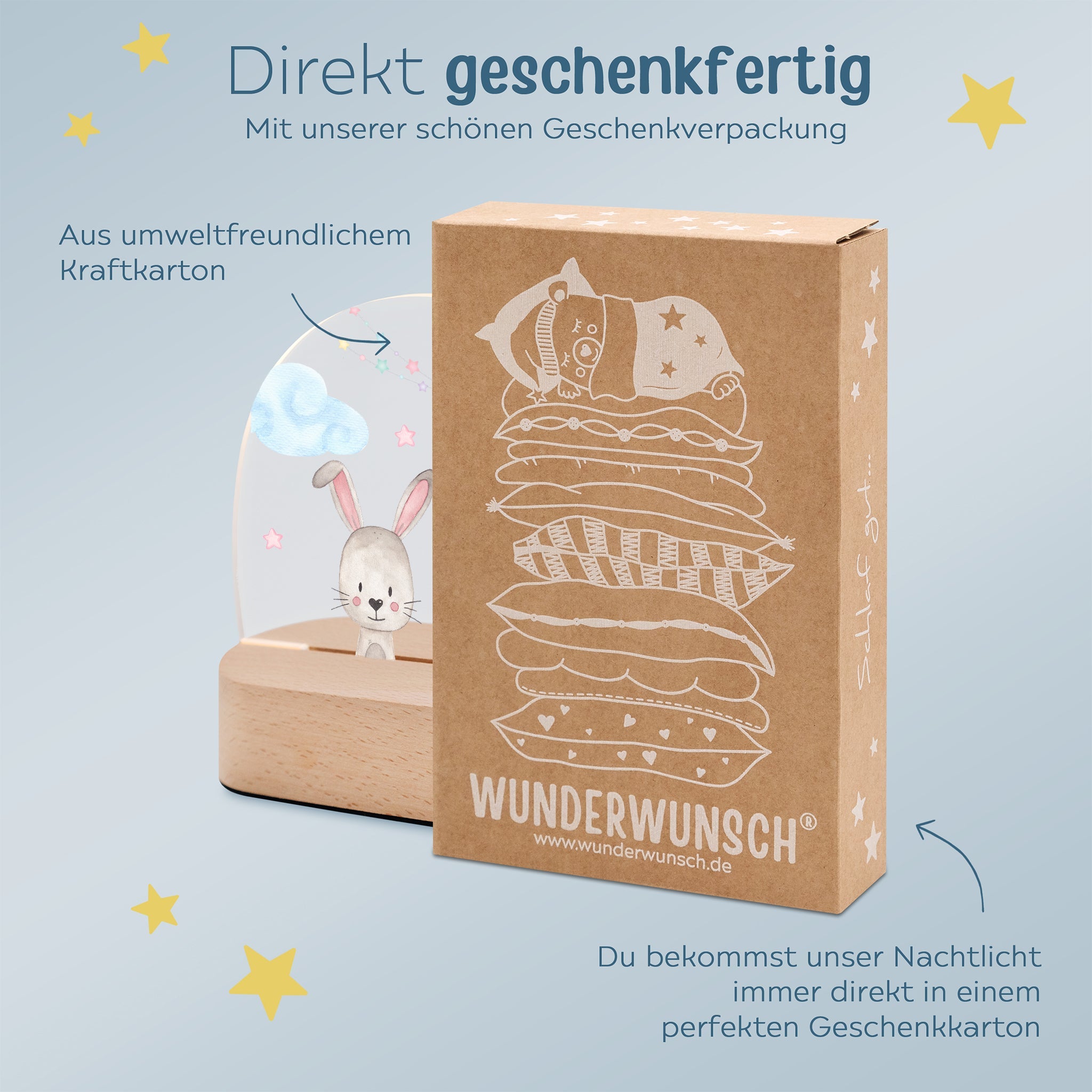 LED Nachtlicht Kinder personalisiert - Traumhafte Tierfreunde Aquarell - wunderwunsch