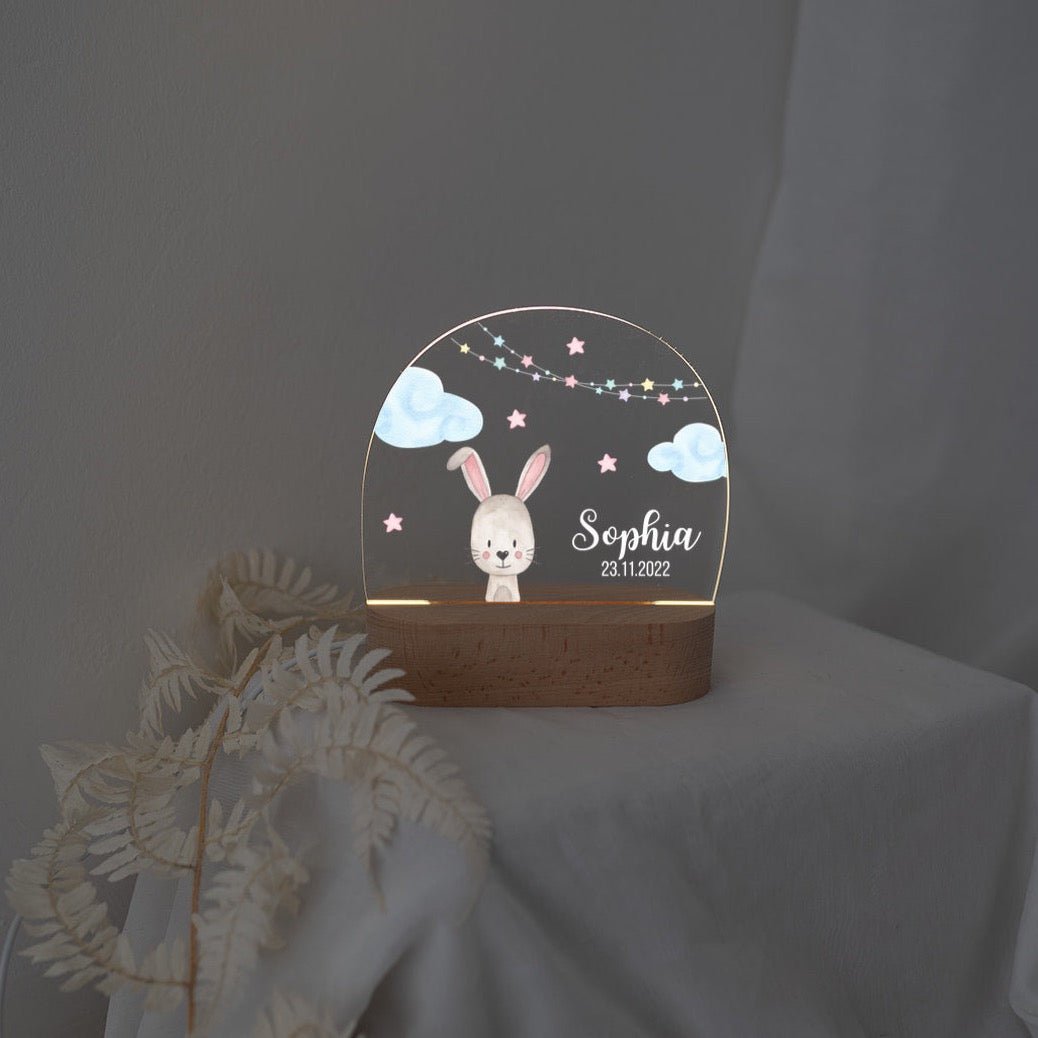 LED Nachtlicht Kinder personalisiert - Traumhafte Tierfreunde Aquarell - wunderwunsch
