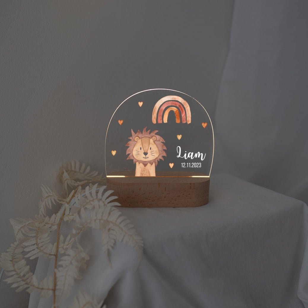 LED Nachtlicht Kinder personalisiert - Traumhafte Tierfreunde Aquarell - wunderwunsch
