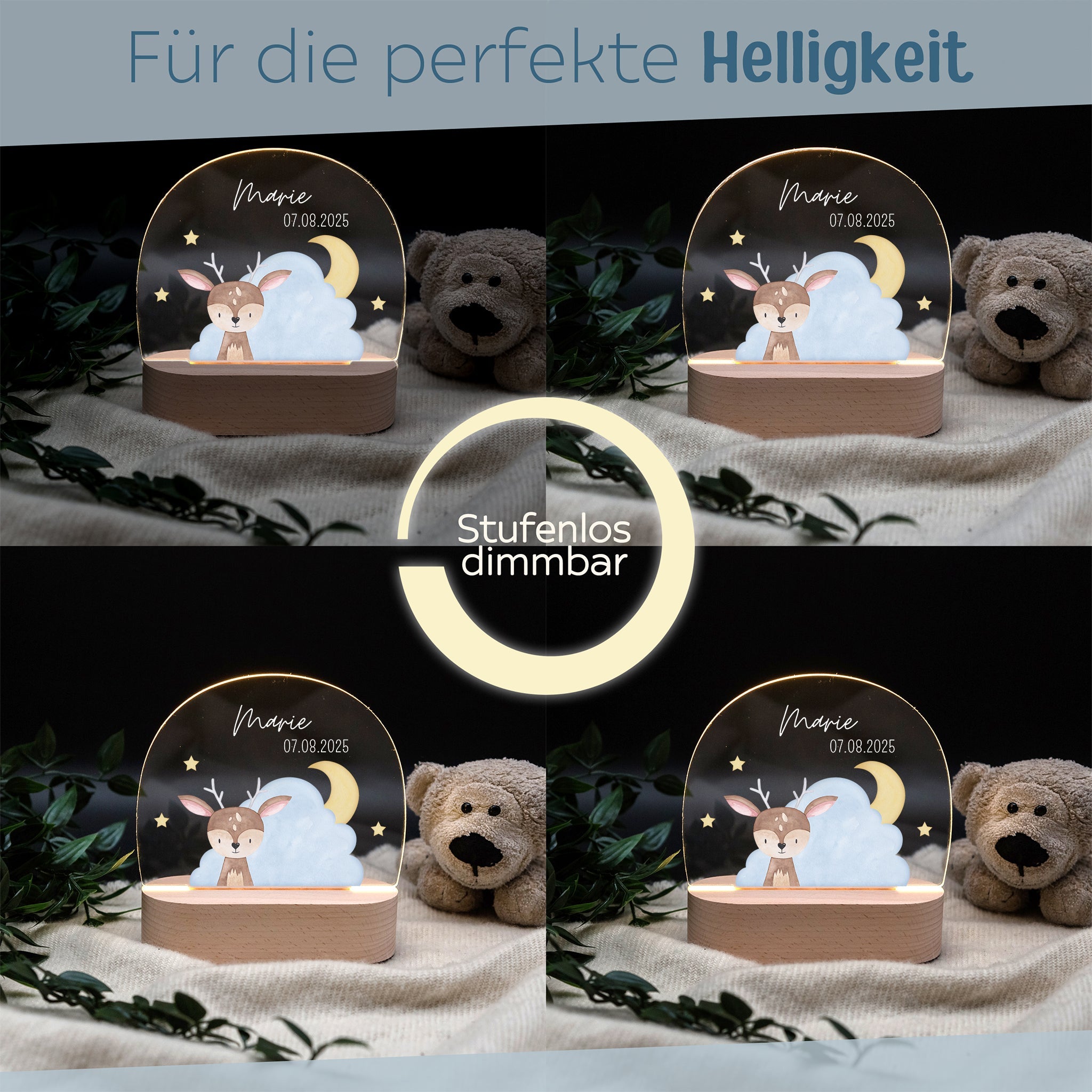 LED Nachtlicht Kinder personalisiert - Wolkentier Aquarell - wunderwunsch