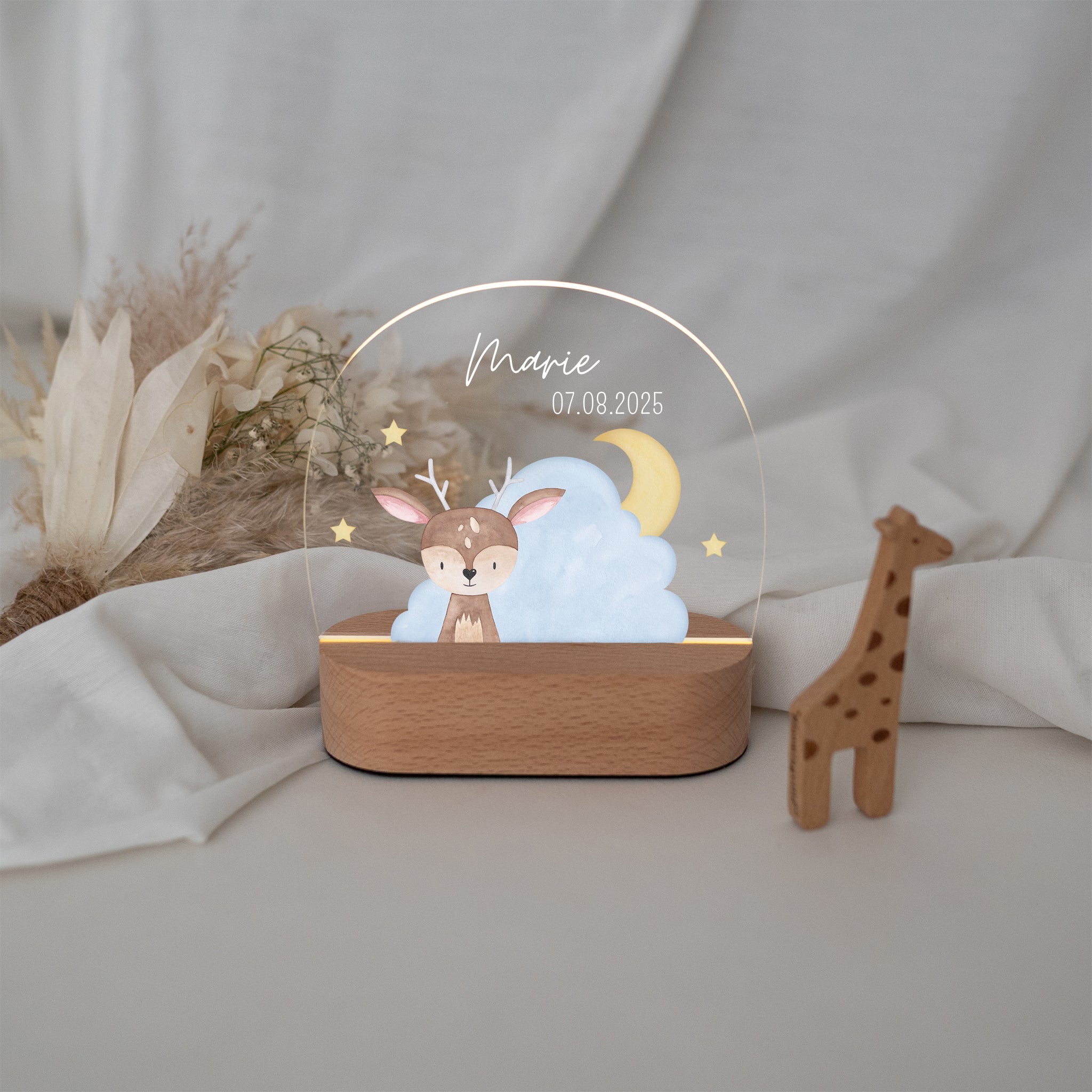 LED Nachtlicht Kinder personalisiert - Wolkentier Aquarell - wunderwunsch