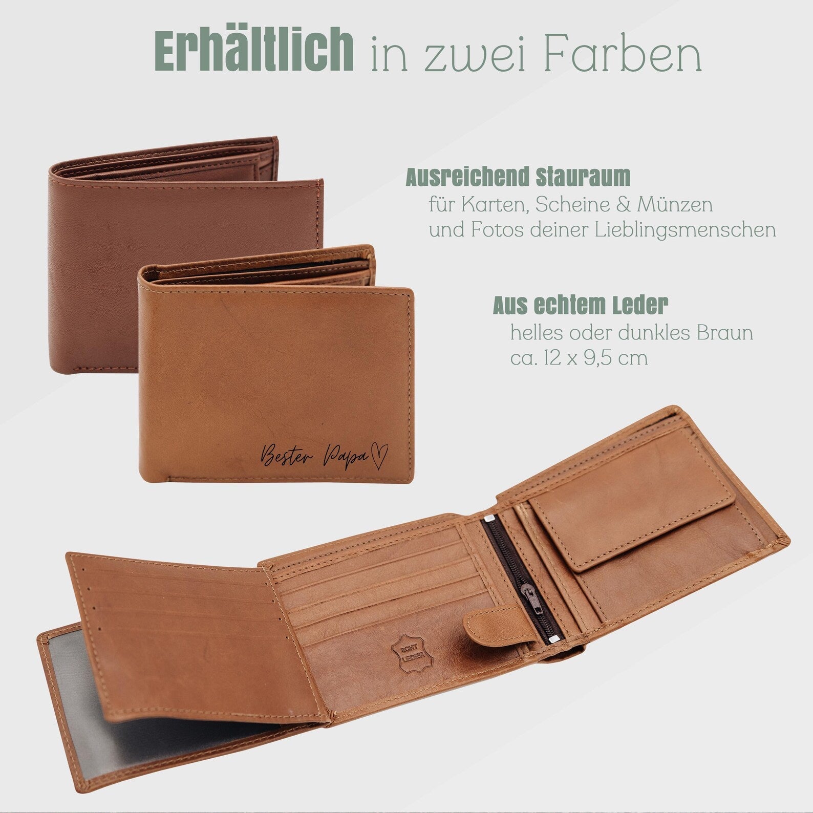 Leder Portemonnaie "Bester Papa" - wunderwunsch