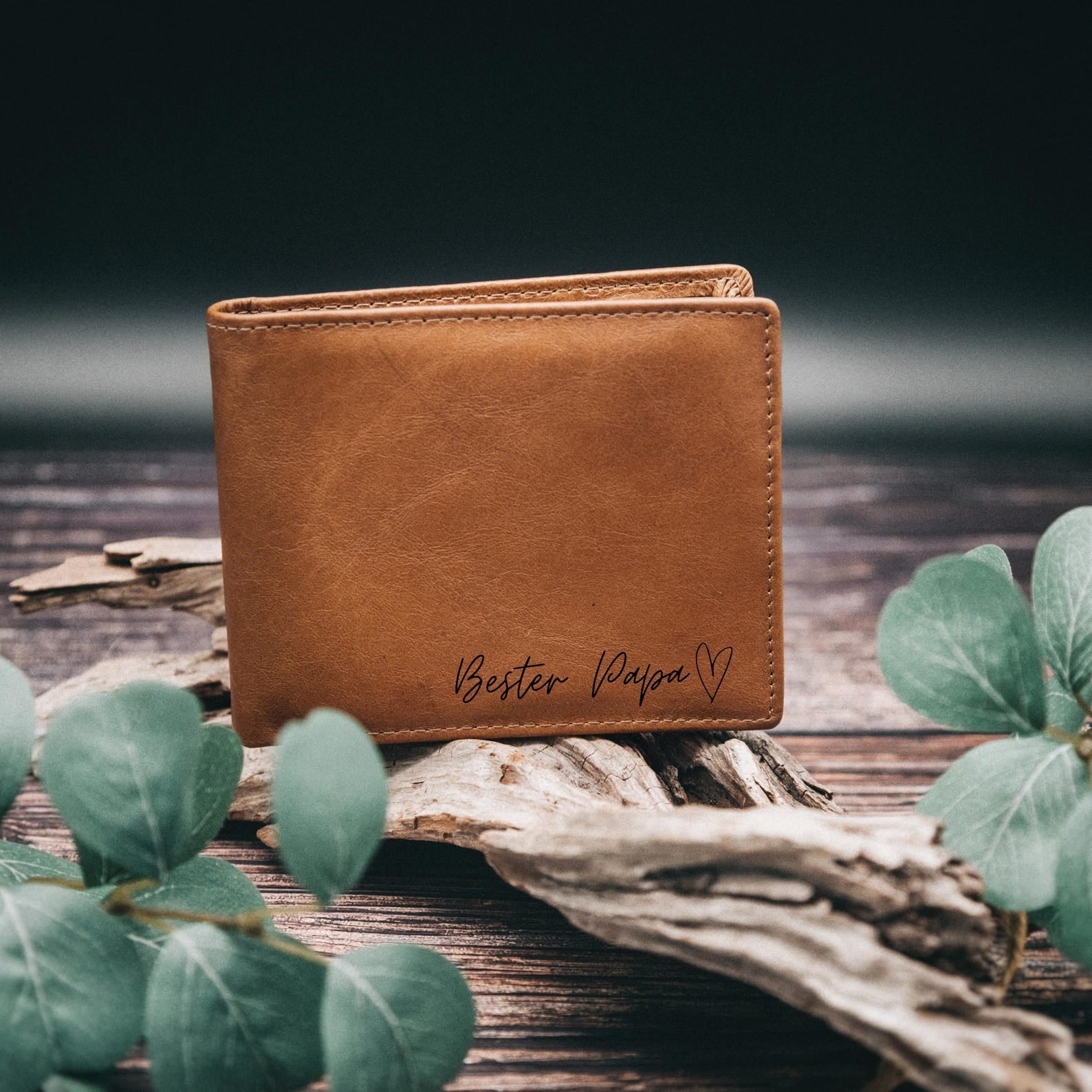 Leder Portemonnaie "Bester Papa" - wunderwunsch