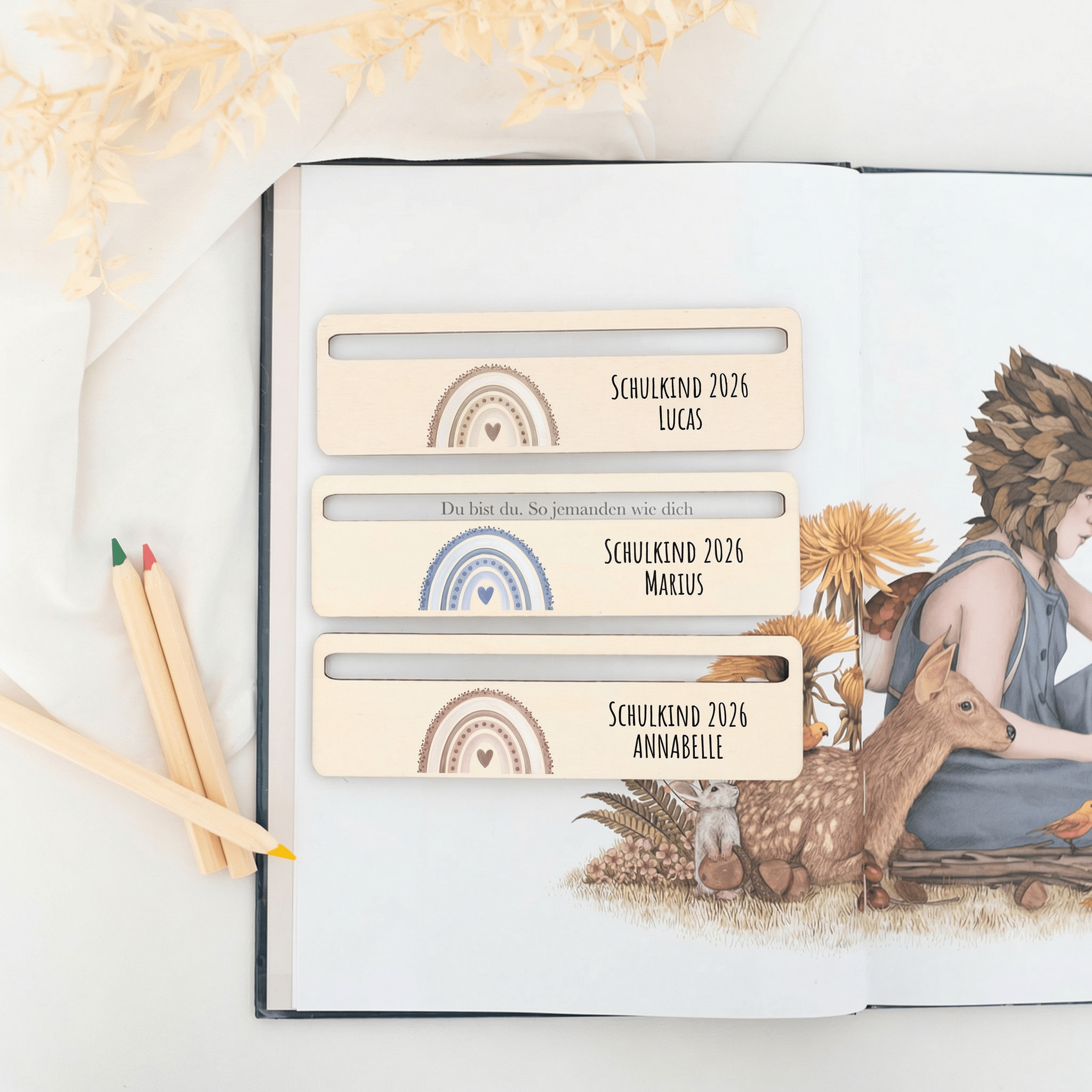 Lesehilfe personalisiert - Regenbogen Punkte Aquarell - wunderwunsch