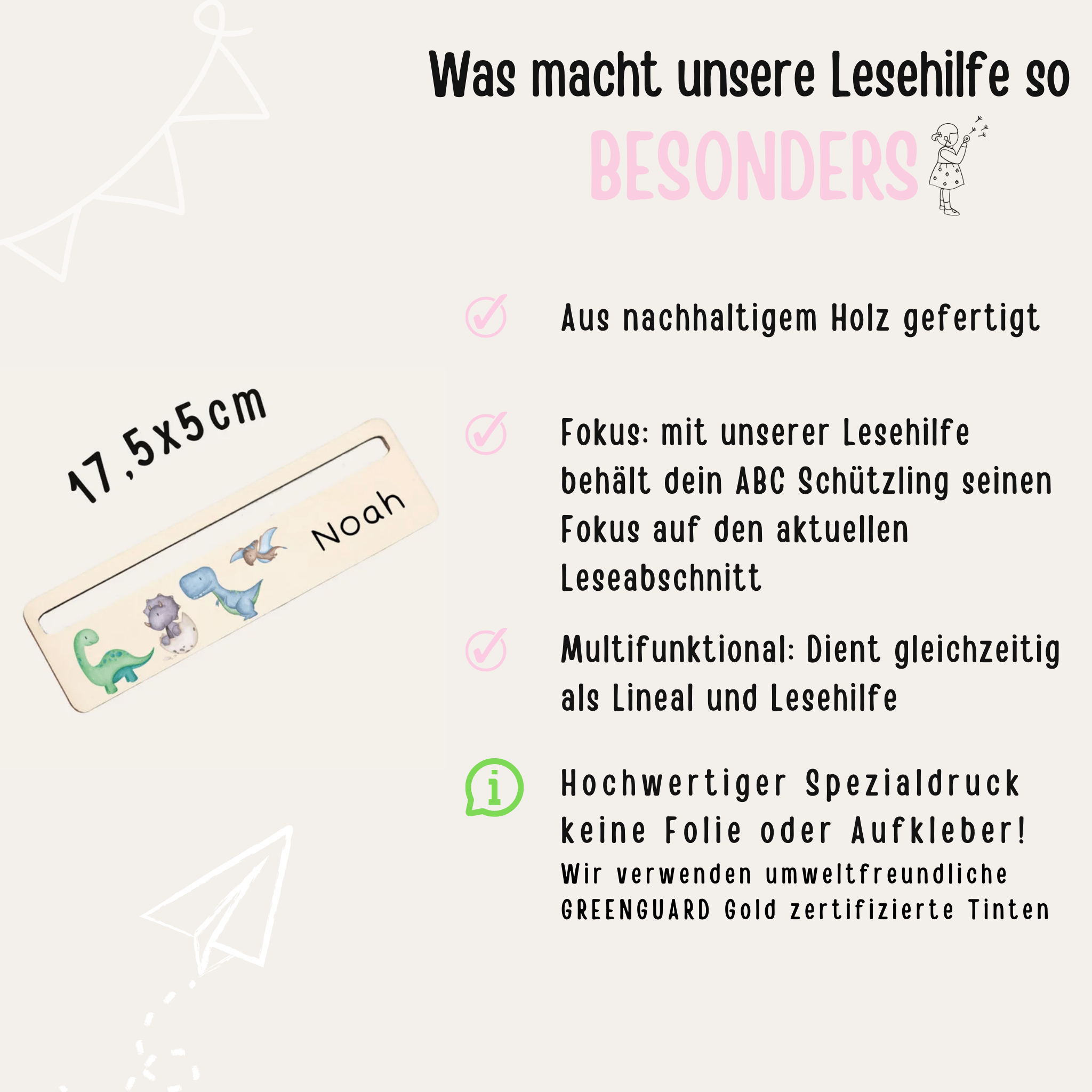 Lesehilfe personalisiert - Tiere oder Dinos Aquarell - wunderwunsch