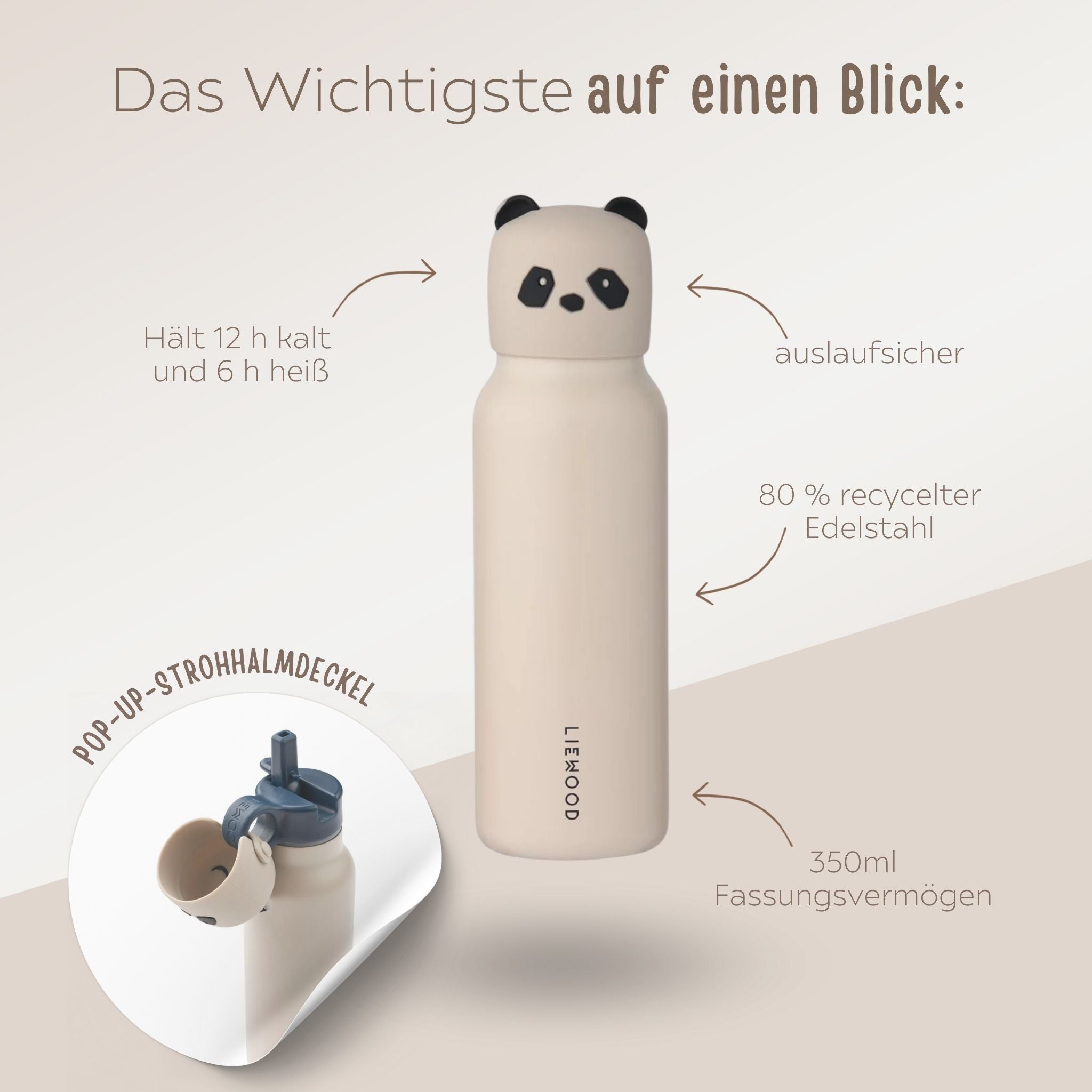 LIEWOOD Edelstahl Trinkflasche Tier 350ml - wunderwunsch